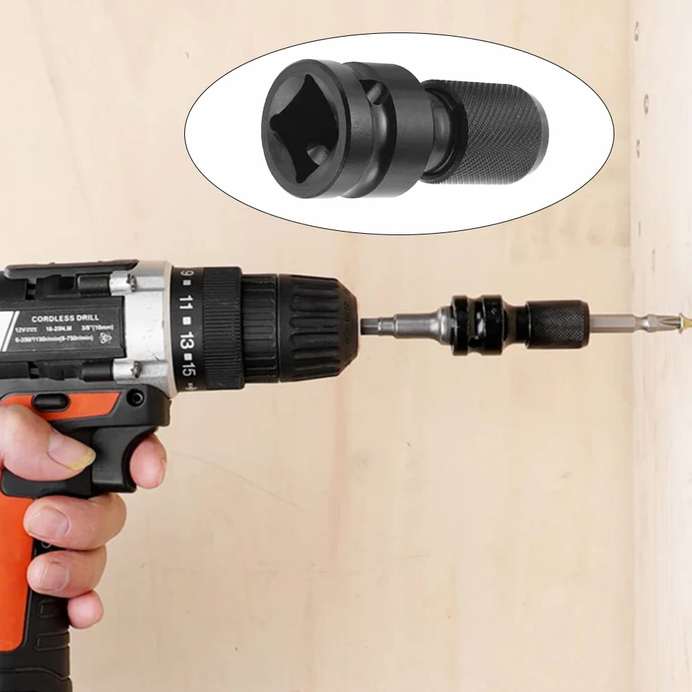Zestaw 2 adapterów: 1/2" kwadrat na 1/4" sześciokąt do kluczy udarowych z grzechotką oraz adapter do uchwytu bitów wkrętakowych, dla większej elastyczności pracy.