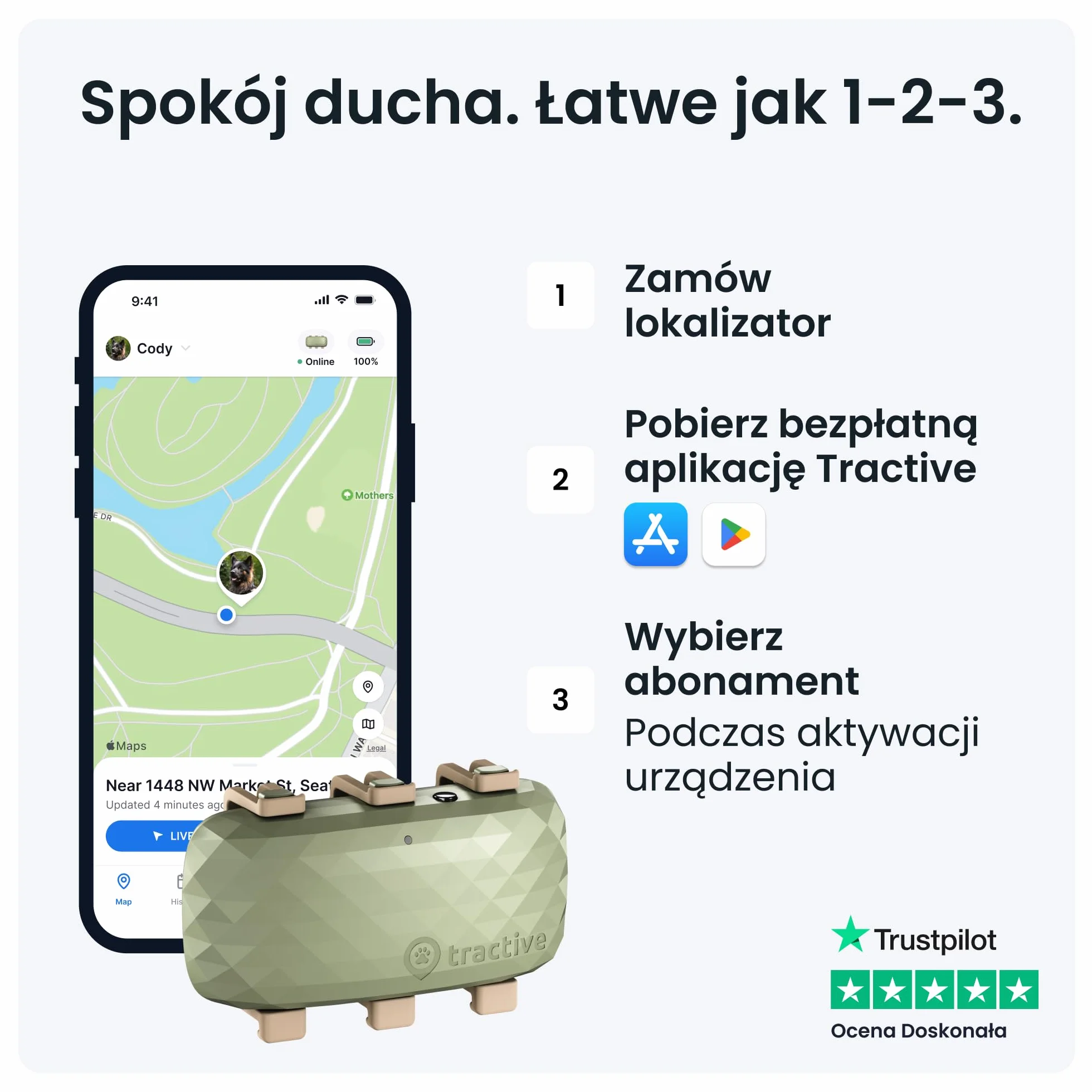 Tractive GPS XL Lokalizator dla psa Długi czas pracy baterii Śledzenie pozycji w czasie rzeczywistym