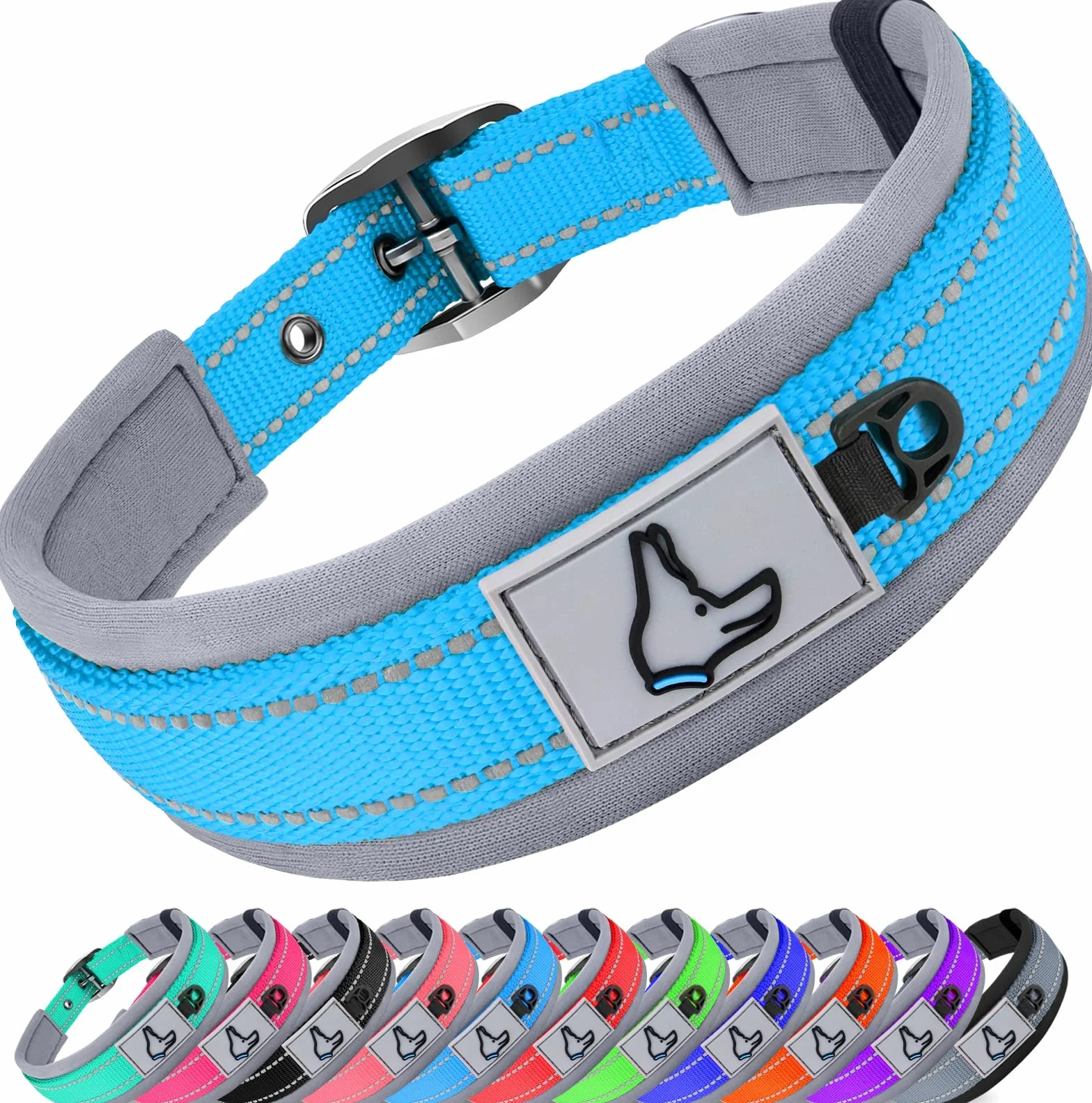 Joytale Neoprenowa obroża dla psa odblaskowa regulowana 11 kolorów