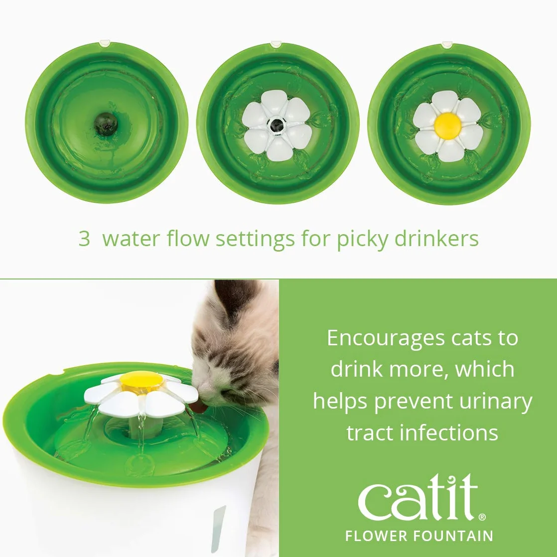 Catit Flower Fontanna do Picia 3 l Biały Zielony