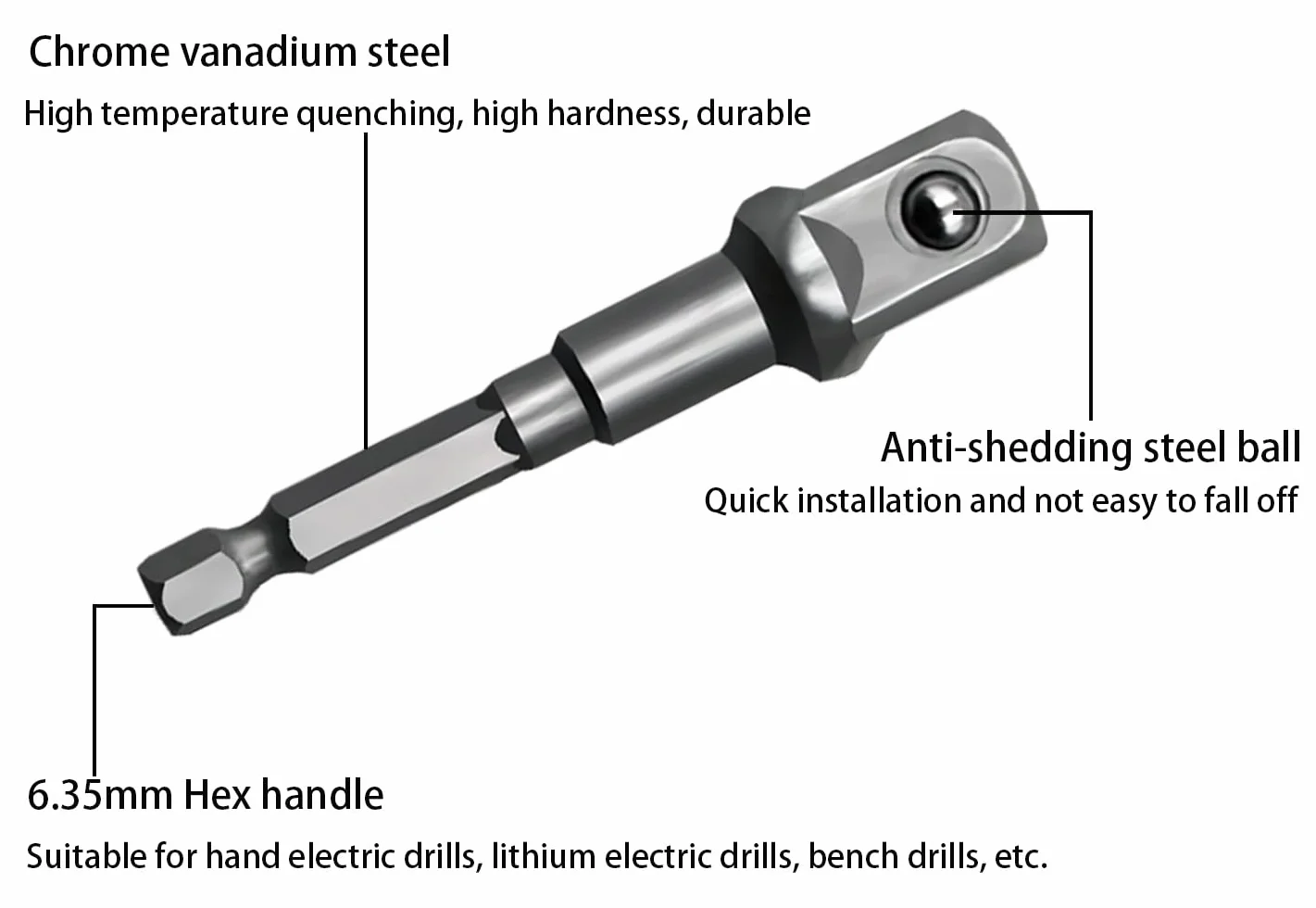 8-częściowy zestaw adapterów do kluczy nasadowych 1/2", 1/4", 3/8", zestaw adapterów do kluczy nasadowych z łbem nasadowym, do grzechotek, kluczy nasadowych
