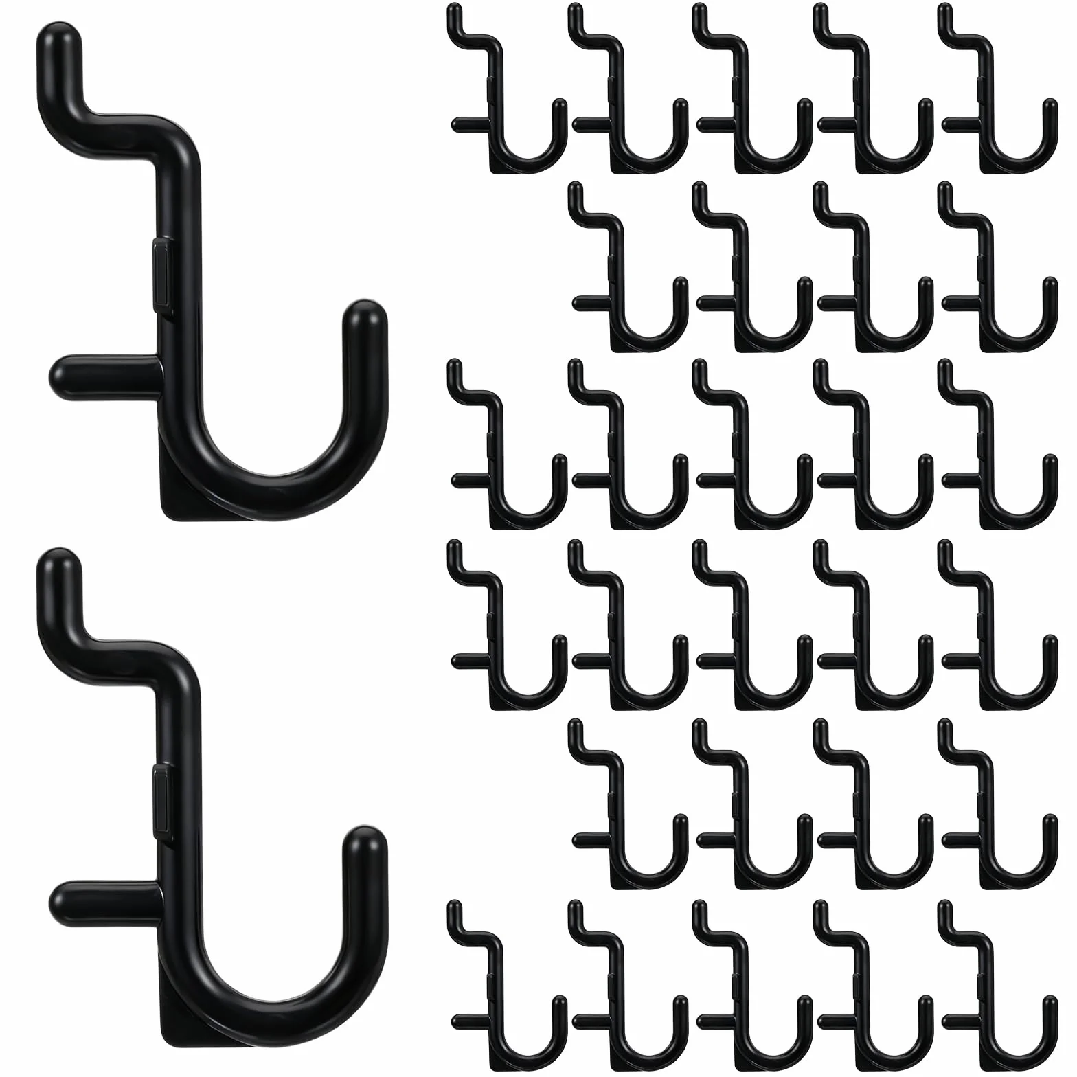 Czarne haczyki do tablic pegboardowych, 1/10.2 cm plastikowe haczyki do pegboardów, haczyki J do ekspozycji ściennej, asortyment haczyków do wieszania narzędzi, biżuterii, naszyjników, kluczy