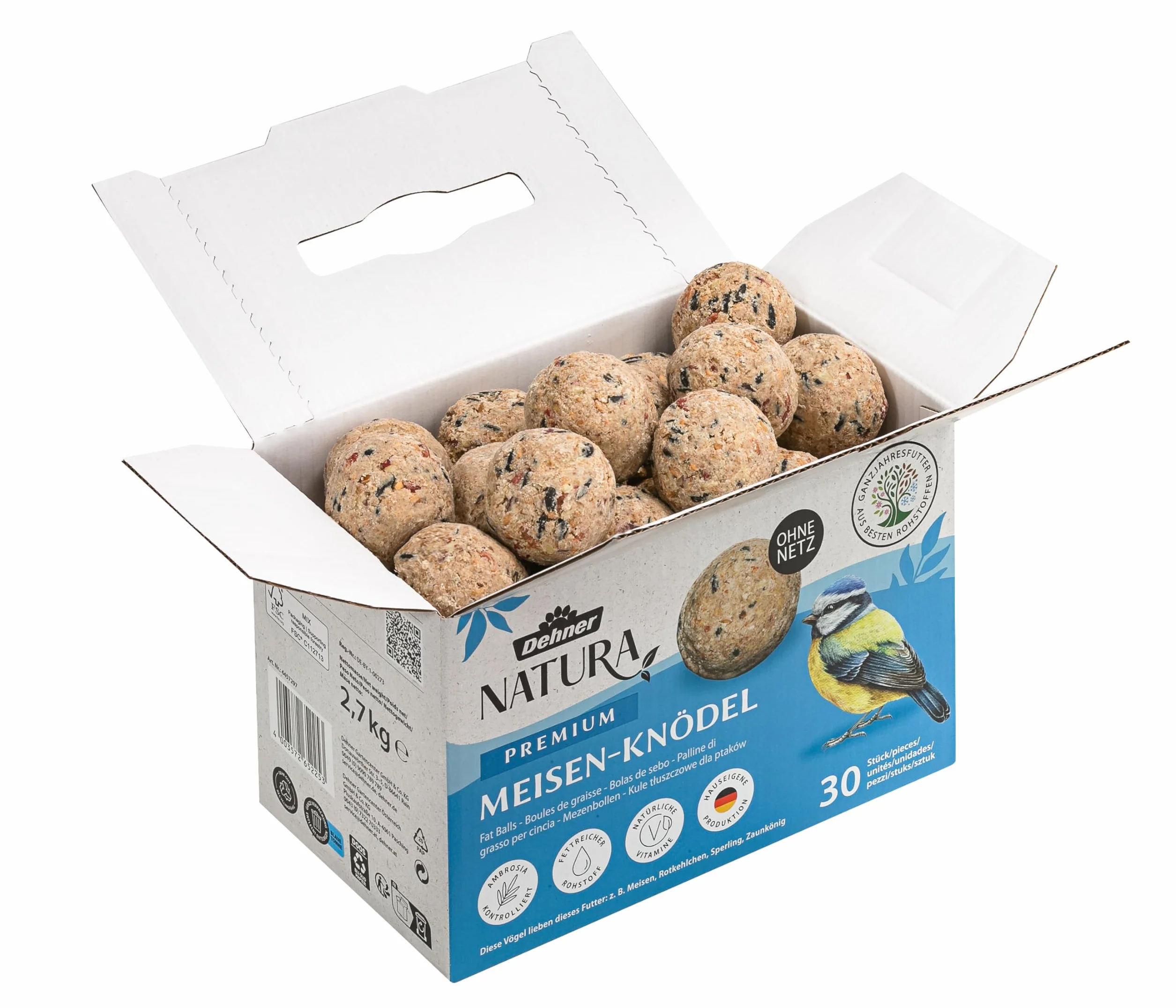 Dehner Natura Premium Karma dla Ptaków, 30 x 90g (2,7 kg)