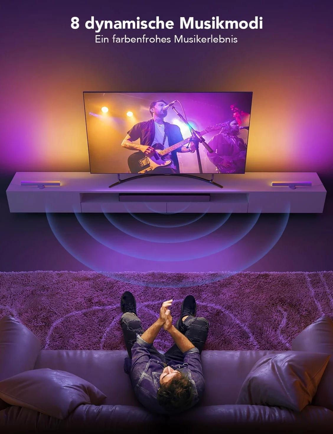 Govee Oświetlenie LED RGBIC, podświetlenie telewizora WiFi dla 45-70 cali z podwójnymi koralikami świetlnymi, 3 opcje rozmieszczenia, współpracuje z Alexa i Google Assistant, ściemnianie białe, do