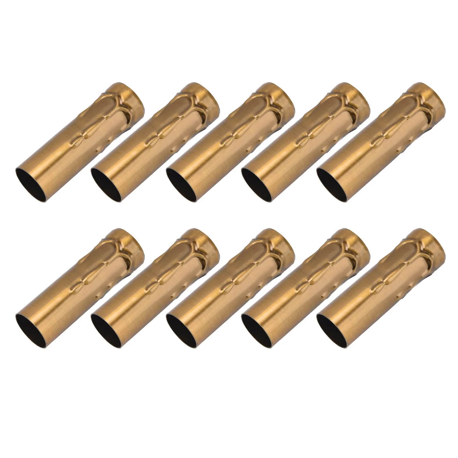świecowa Rura, 10 Szt. E14 Metalowa Rurka Głowica Lampy Obudowa Żelazna do świecznika Oprawka świetlówka Podstawa Lampy 25x80mm Kryształowy żyrandol, Panele i Jednostki(Złoty brąz)