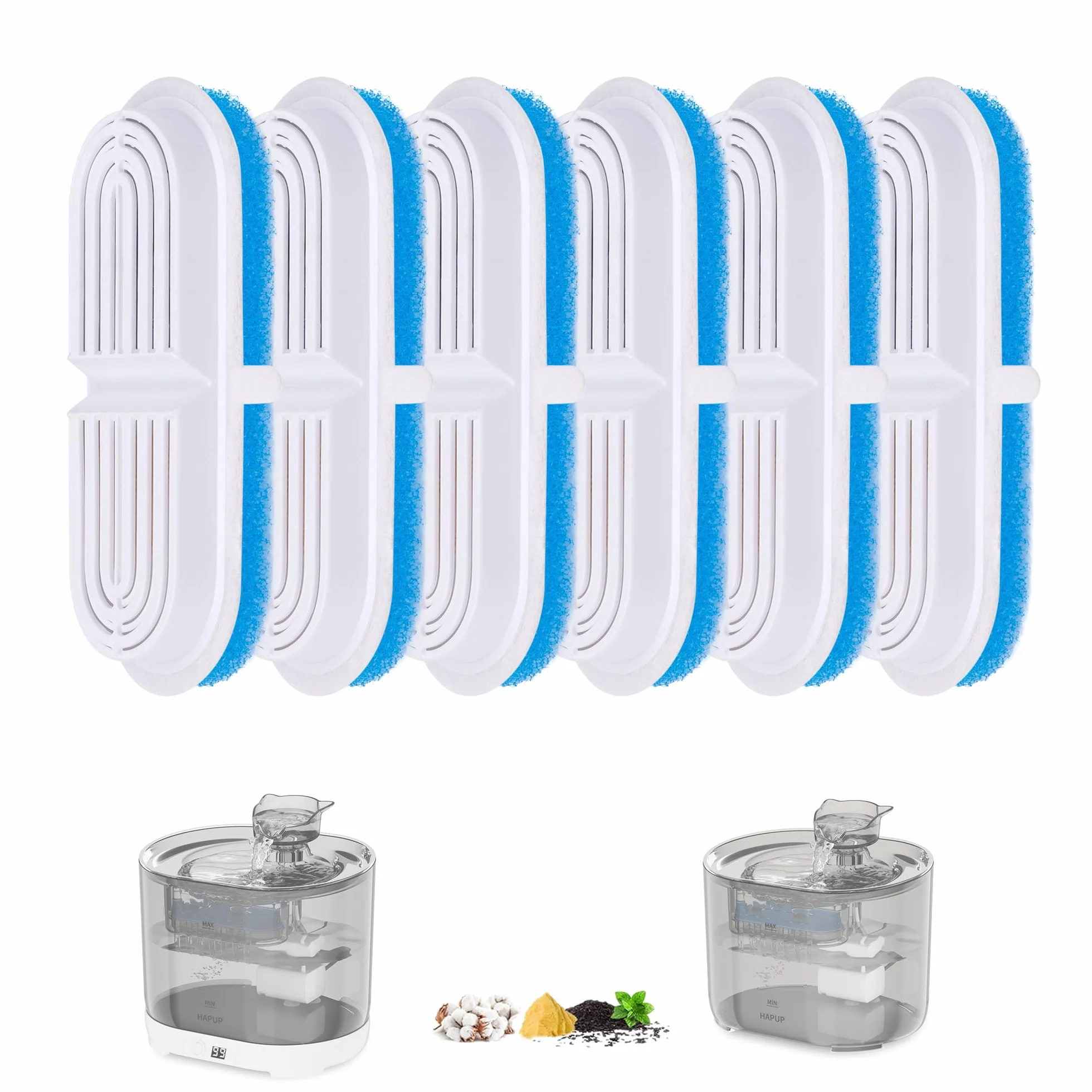 HAPUP Fontanna dla Kotów z Czujnikiem Ruchu, 2,2 L, Quad Action, 6 Filtrów