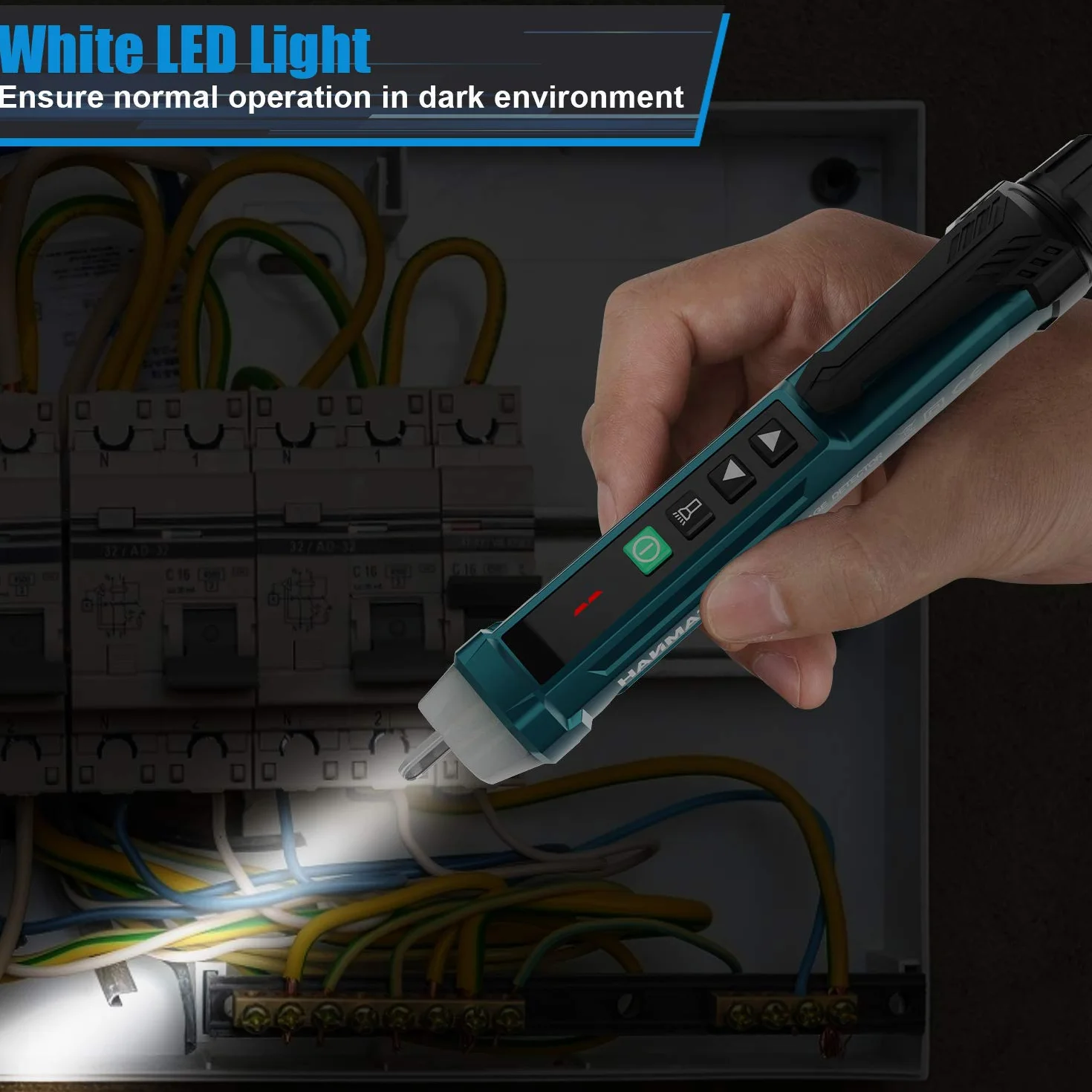 Bezdotykowy czujnik napięcia, regulowana czułość HANMATEK AC1, wyświetlacz LCD, latarka LED, podwójny zasięg 12 V/48 V-1000 V
