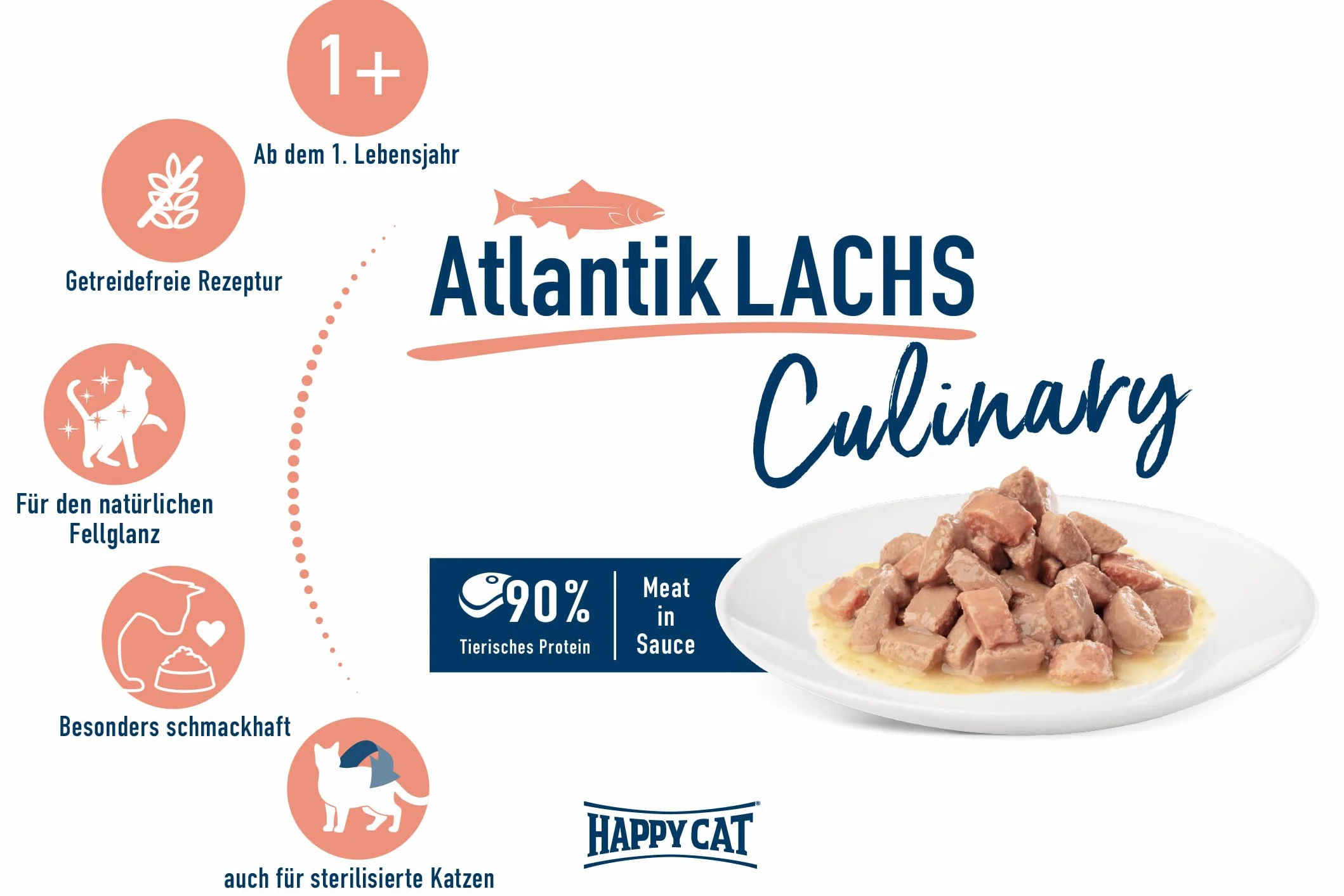 Happy Cat Culinary Meat in Sauce Atlantik łosoś Pouch 85 g