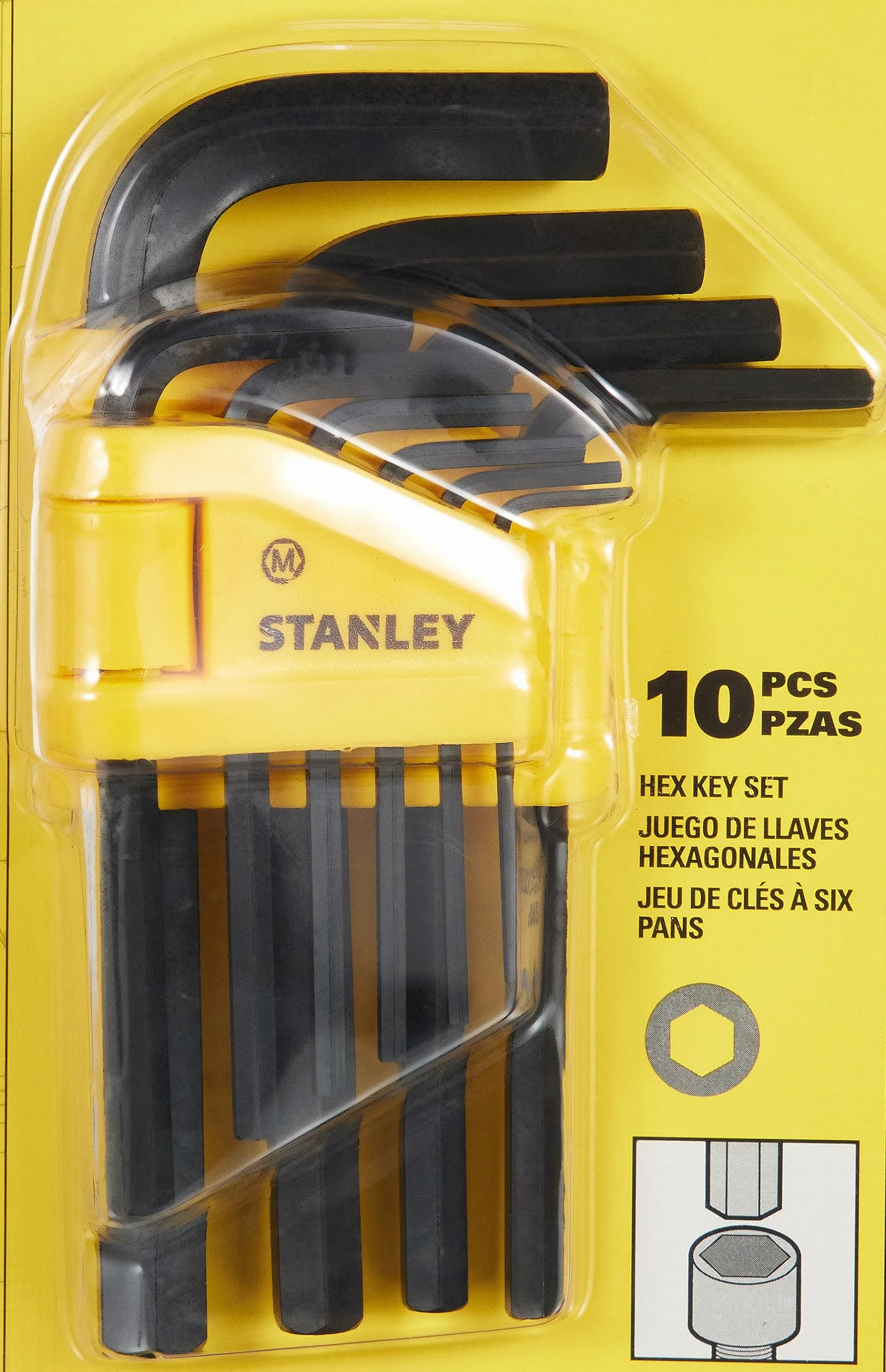 Stanley Zestaw Kluczy Imbusowych 1,5-10 mm 10 Sztuk Czarny/Żółty
