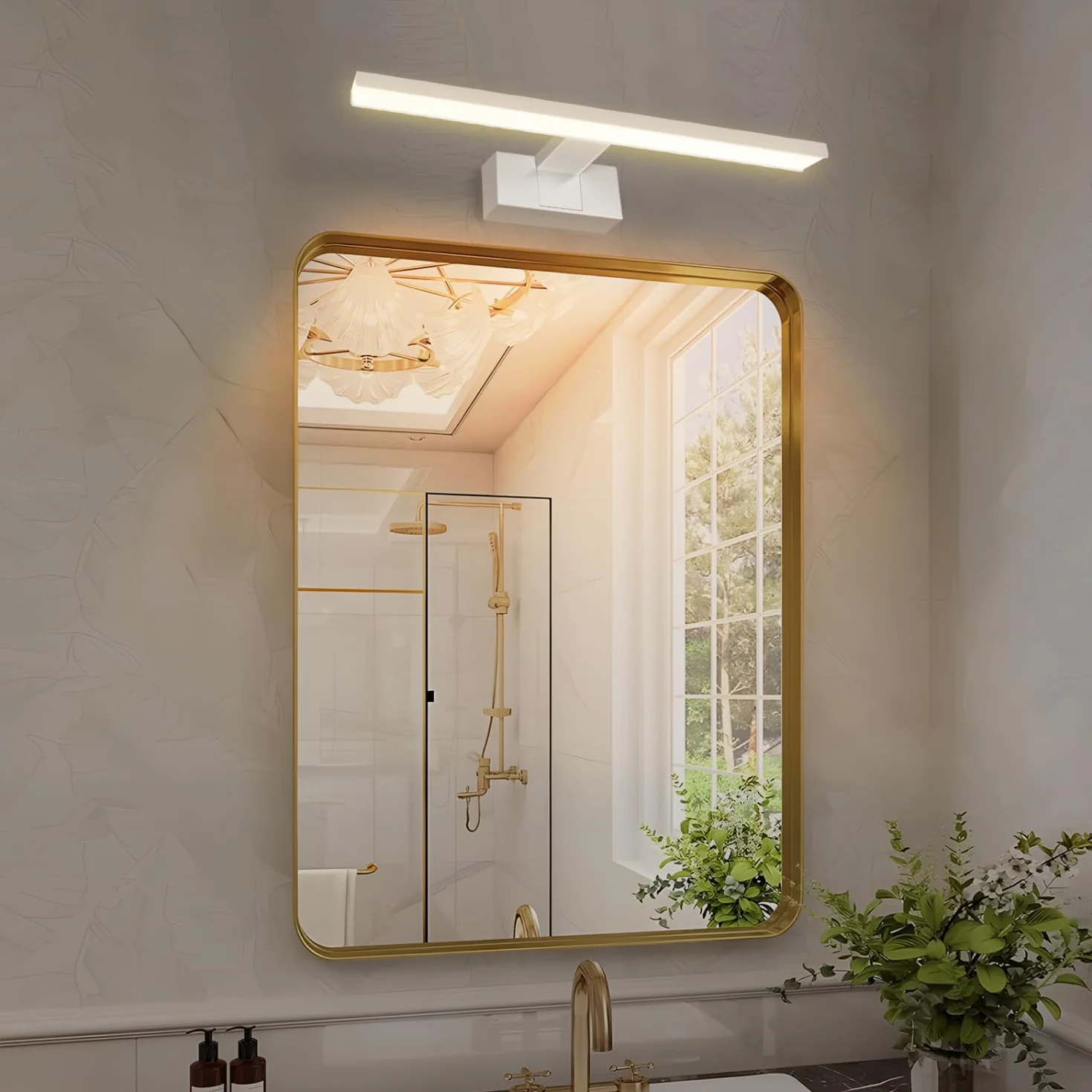Aigostar Lampa Łazienkowa nad Lustro LED 40cm - Kinkiet Łazienkowy Biała IP44, 3 Sposoby Montażu, 4000K Neutralna Biel, 8W 560lm, 230V