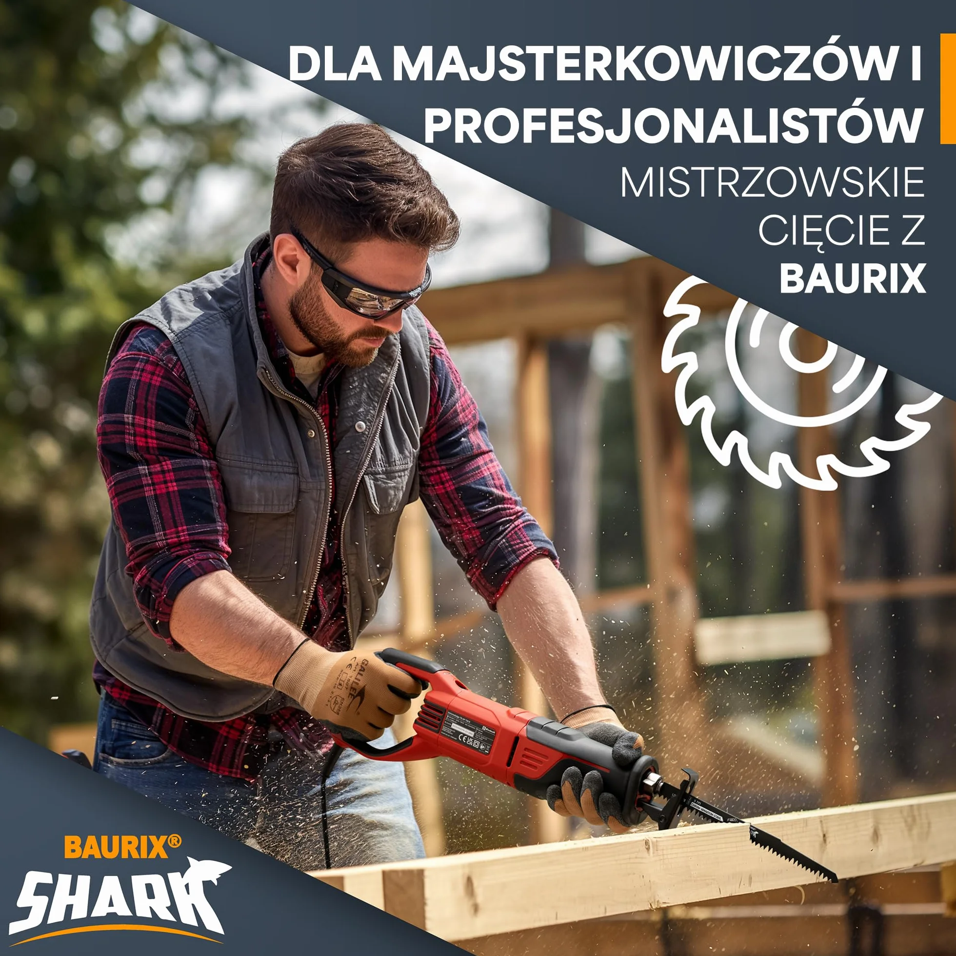 BAURIX® Brzeszczoty do wyrzynarki - SHARK® [5 sztuk] - 240mm - 5 TPI - Do szybkich, czystych cięć drewna