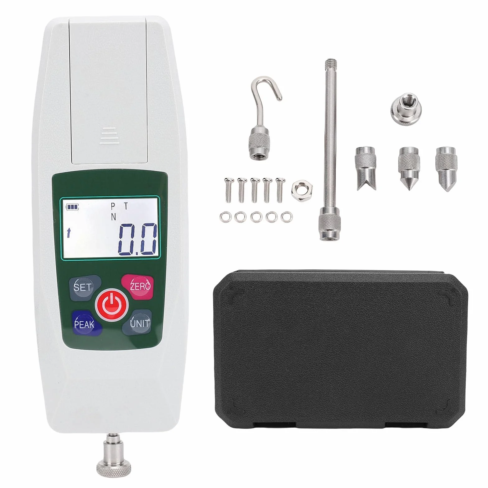 Cyfrowy Miernik Siły, Push Pull Tester 100N/10 Kg Pojemność z Maksymalnym Obokiem, 4 Jednostki Konwersja, Alarm Ograniczający kontrolę przemysłową, laboratoryjną i jakość -