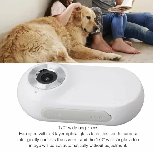 Kamera z obrożą dla Kota, Szerokokątna Obroża z Lokalizatorem Psa o Kącie 170°, Sportowa Kamera HD 1080P Mini Pet do Nagrywania Wideo, Regulowana, Mała Kamera dla Zwierząt z