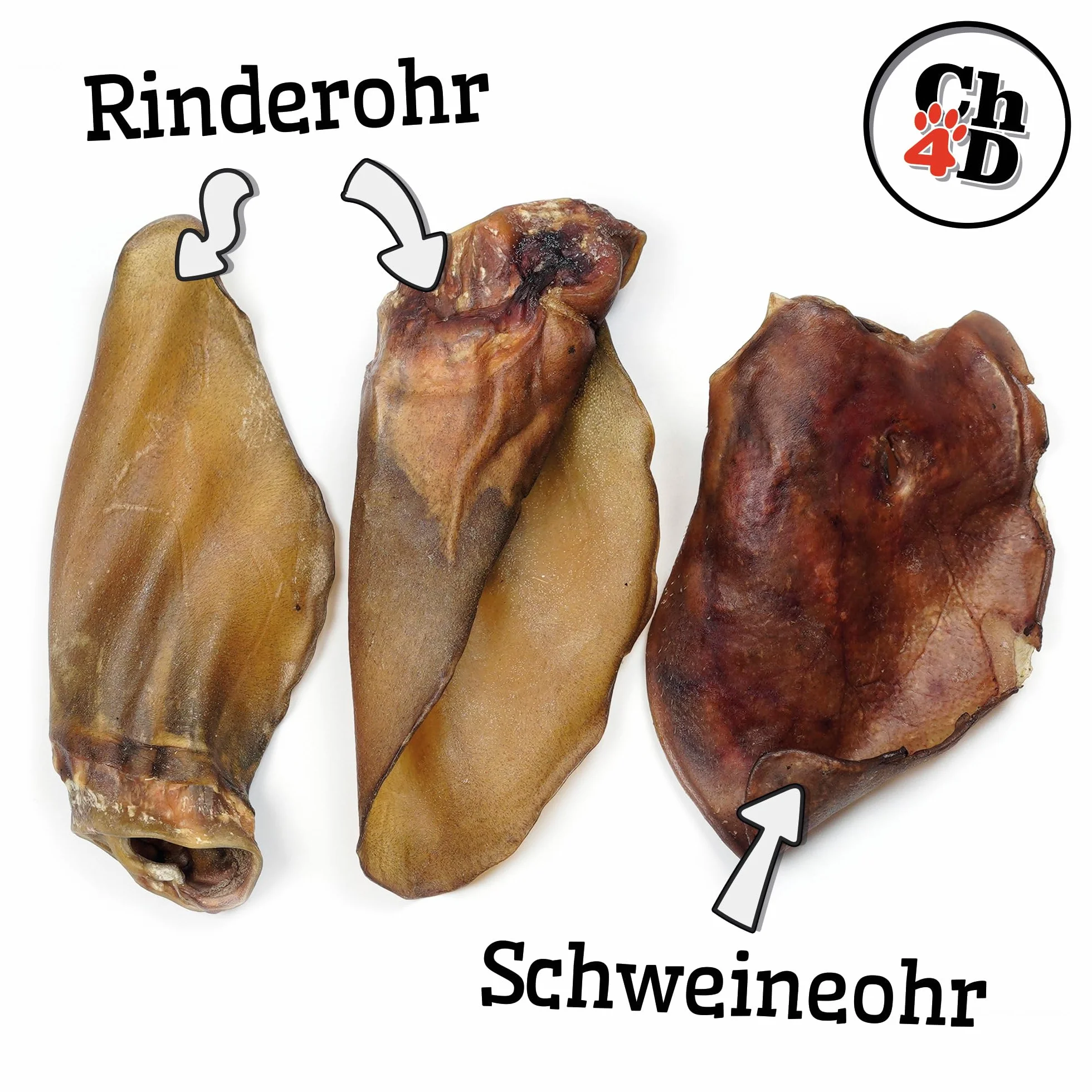 Duo-Mix, Ch4D świńskie uszy i wołowe uszy dla psów – naturalny gryzak z UE – suszony powietrzem, bez dodatków – gryzak wspierający higienę zębów i zajęcie psa – opakowanie ze struną