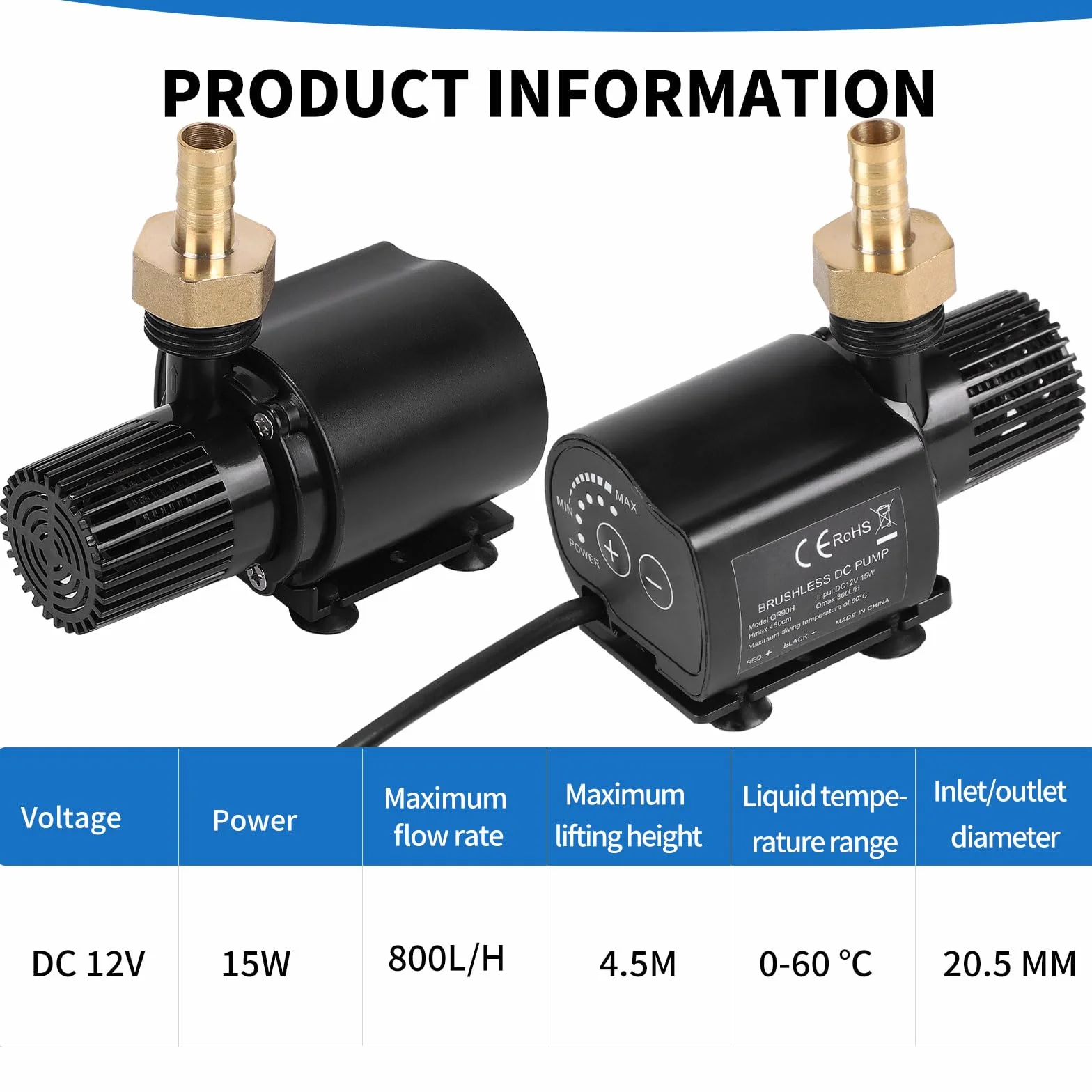 SWAWIS pompa wodna zanurzeniowa 12V 800 l/h 4,5 m stal szlachetna