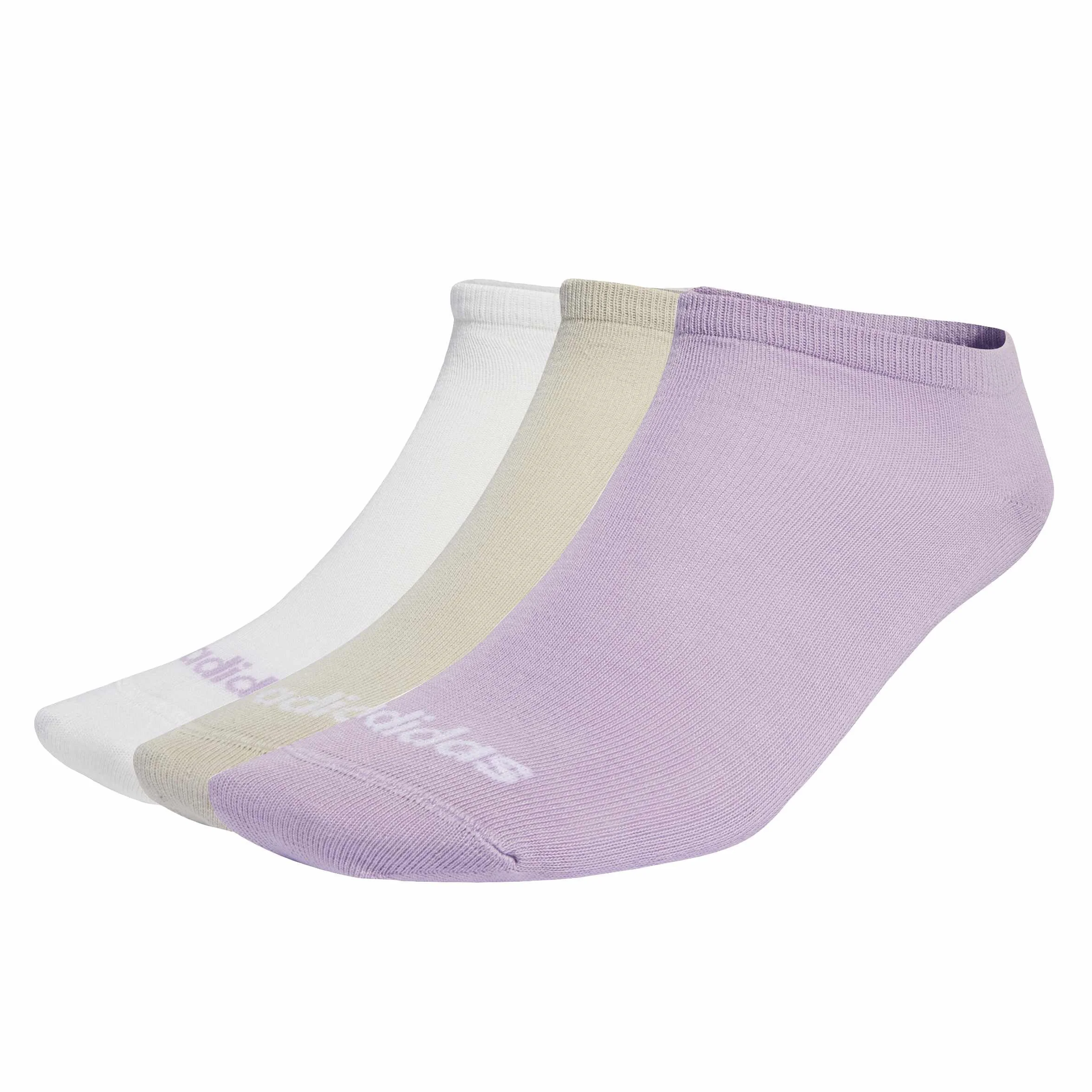 adidas Uniseks Thin Linear Low-Cut Socks 3 Pairs, Powder Plum/White/Halo Mint, 8.5-10