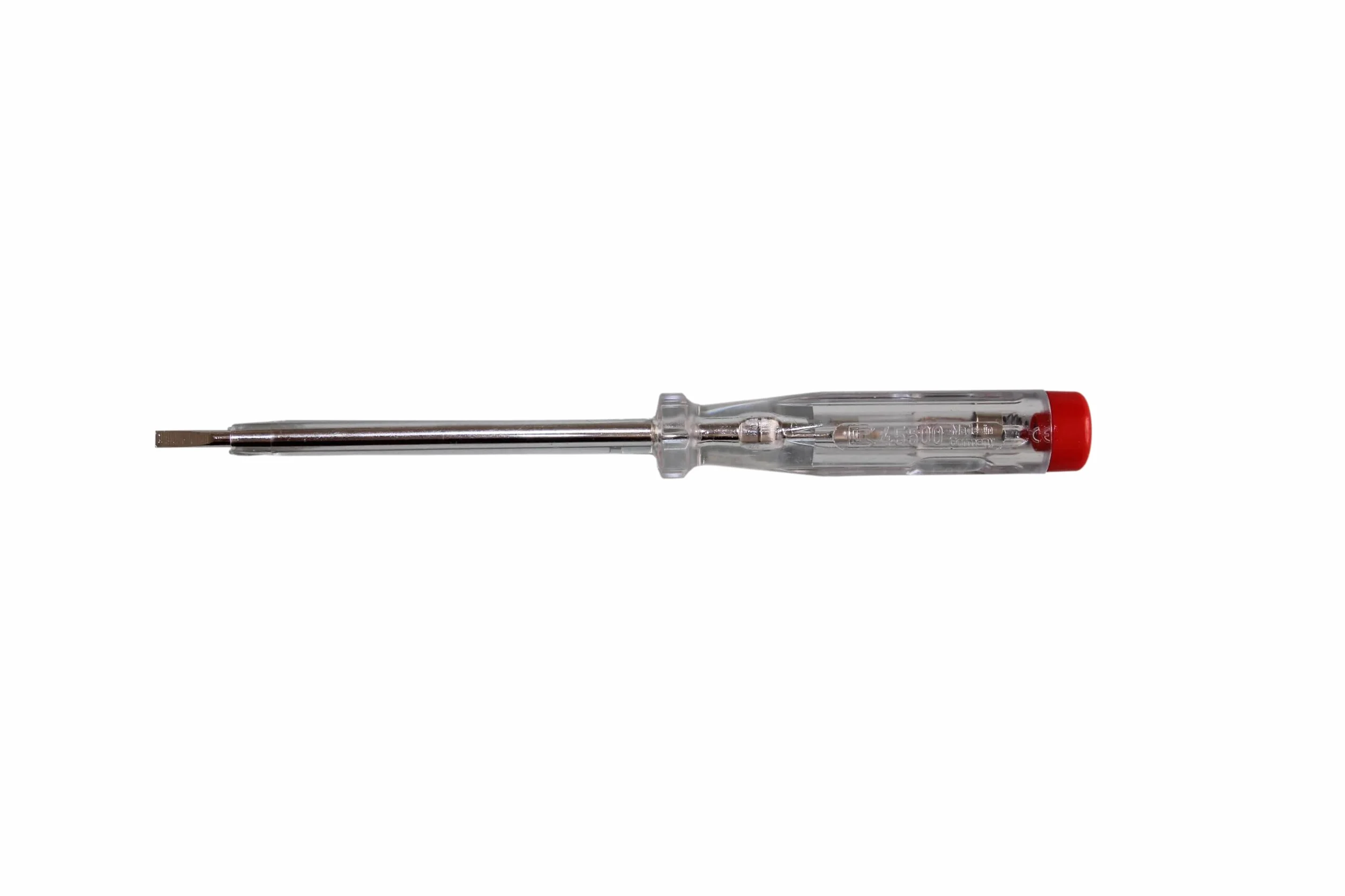H + H Werkzeug 45200 45500 VDE 45200/45500 tester napięcia/tester fazowy, zestaw do 250 V, 2-częściowy atest GS 0680, Made in Germany, przezroczysty/czerwony, 140 mm/190 mm
