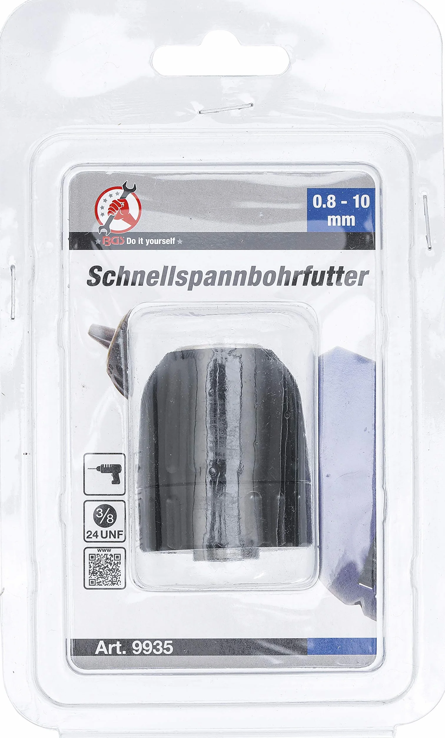 BGS Diy 9935 | Szybkomocujący uchwyt wiertarski | 0,8 - 10 mm - 3/8" x 24 UNF