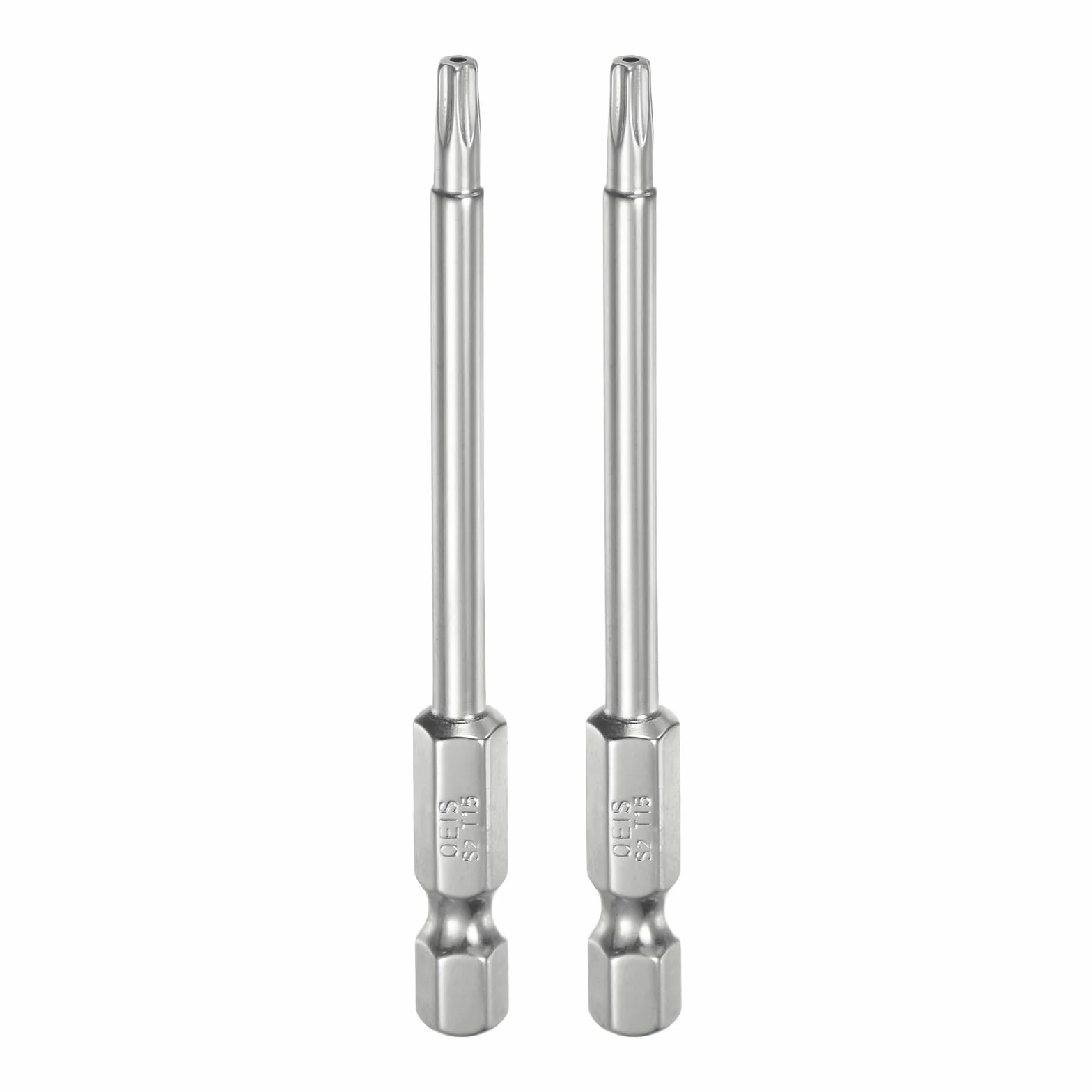 QUARKZMAN 2 szt. T15 Bezpieczeństwo Torx Bit 1/4" Sześciokątny trzpień 3" długi stalowy S2 Magnetyczny odporny na manipulacje Star Bity Wkrętak Torx z otworem do usuwania śrub Mocowanie