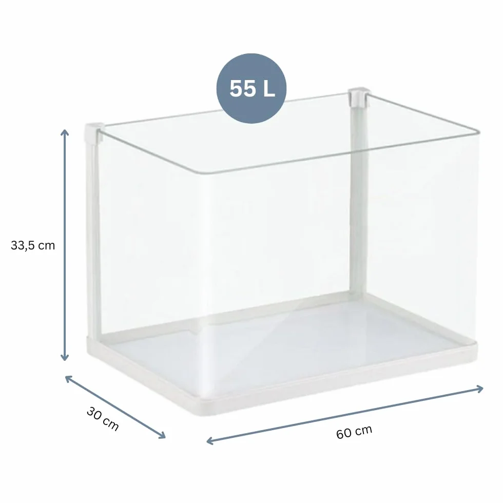 Aquariumline otwarte akwarium ze szkła, ekstra klarowne szkło panoramiczne, 55 l, 60 x 30 x 33,5 cm