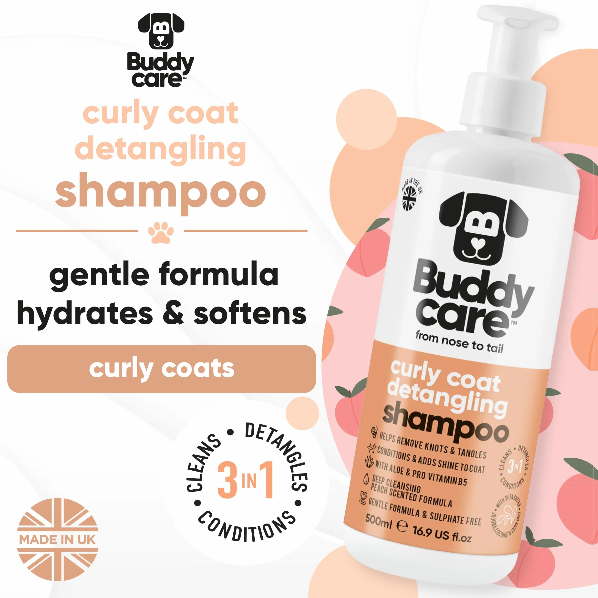 Buddycare Głęboko Oczyszczający Szampon dla Psów z Aloesem i Prowitaminą B5 500 ml
