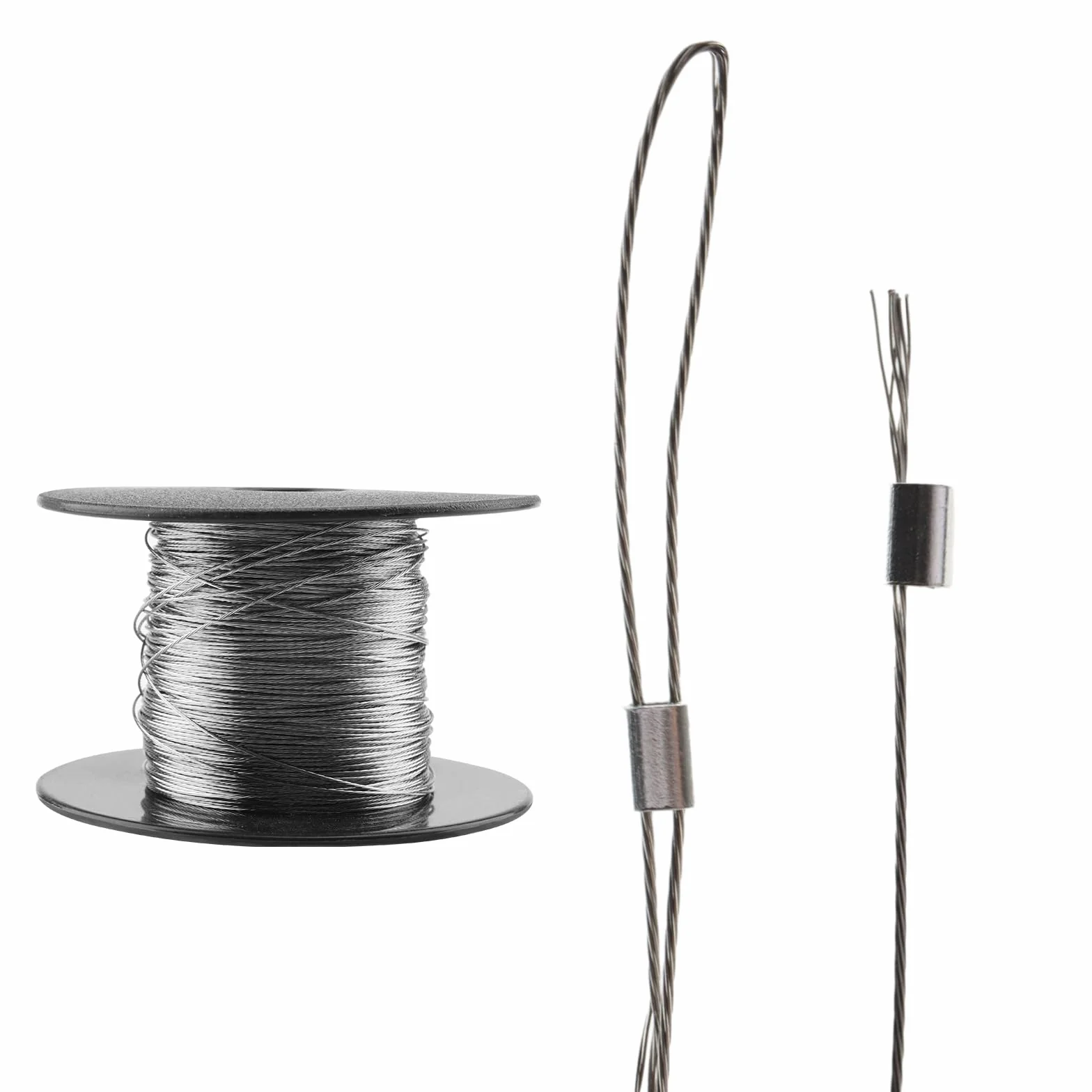 Picture Hanging Wire drut do zawieszenia obrazu, 100 m x 0,5 mm, stal nierdzewna, szpula druciana z 30 sztukami aluminium, do zawieszenia ramek na zdjęcia, linek do prania, luster