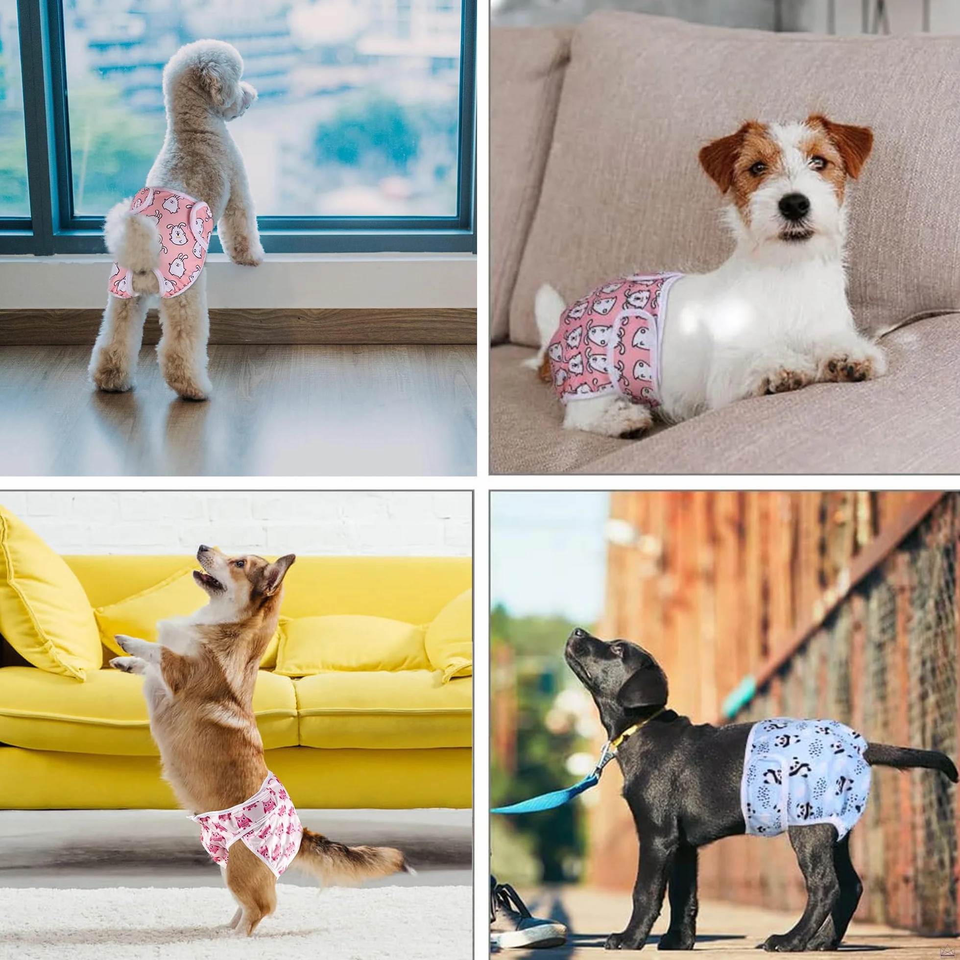3-Pack Pieluchy dla Psów, Pieluchy dla Psów Wielokrotnego Użytku Zmywalne Super Absorbujące Regulowane, Okres Ciepła dla Psów w Sezonie dla Kobiet Zwierząt Awierząt i Długich Podróży (XS)