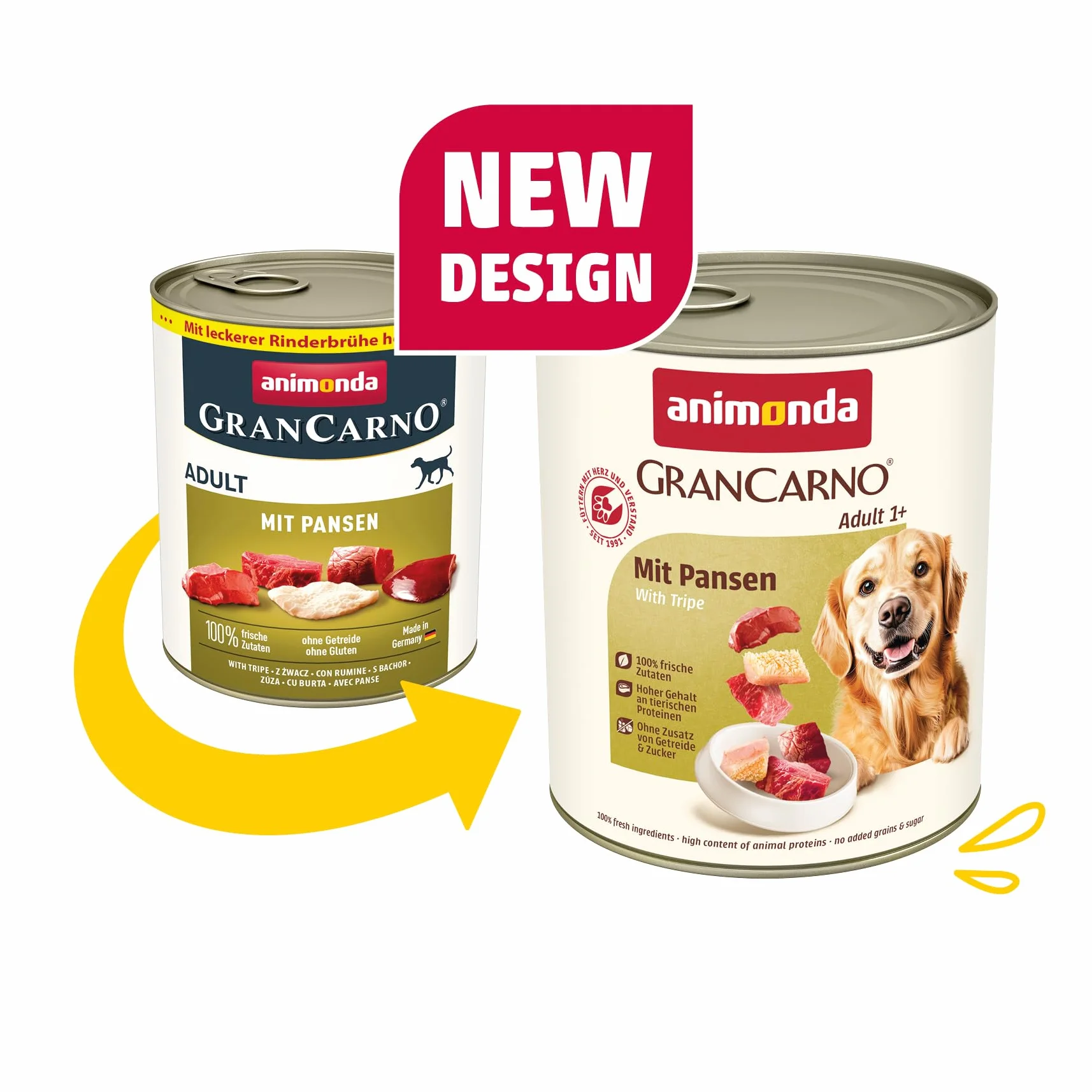 animonda GranCarno karma dla psów, mokra karma dla dorosłych psów, ze żwaczem, 6 x 800 g