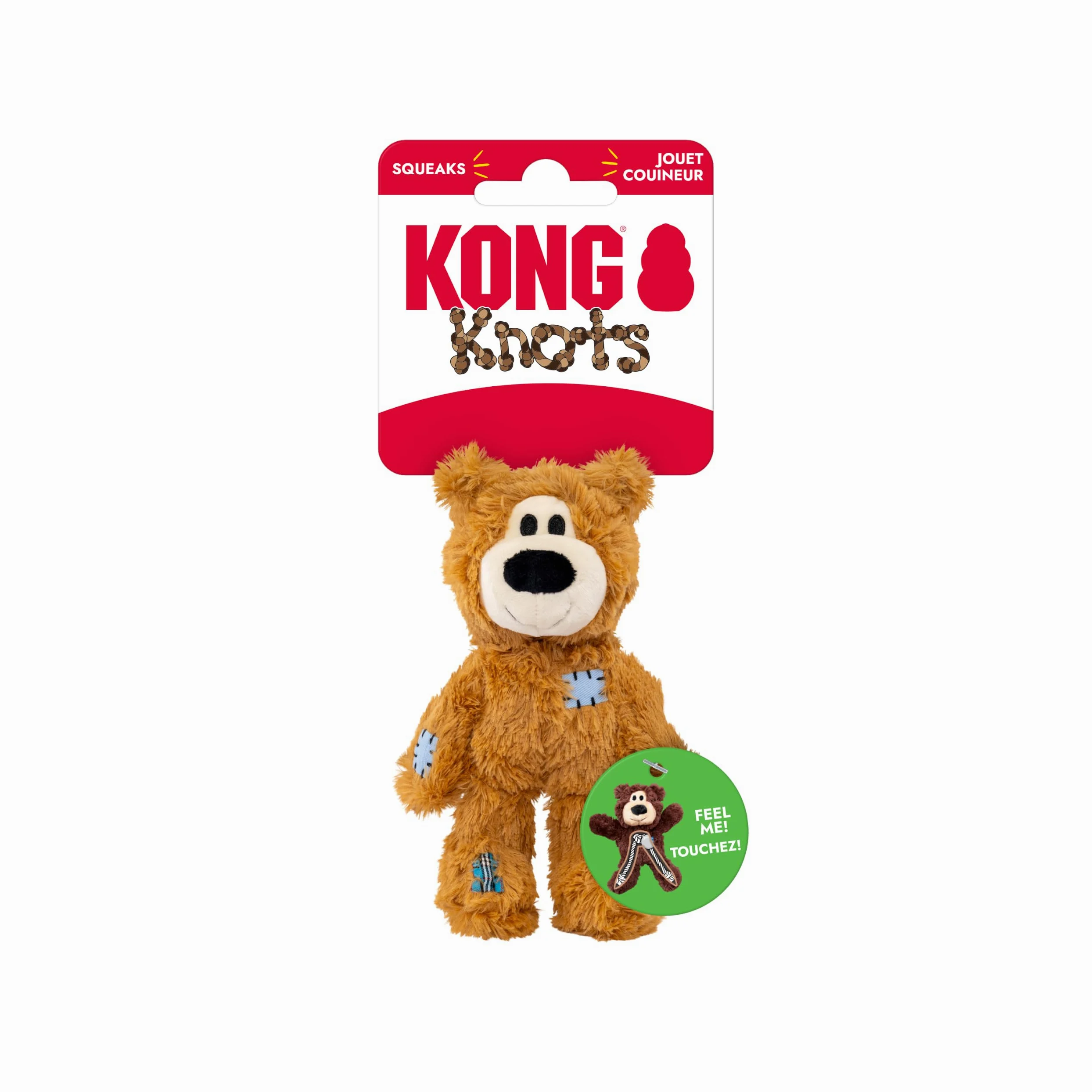 KONG Wild Knots Bear – wewnętrzne wiązane linki i minimalne wypełnienie dla mniejszego bałaganu (różne kolory) – dla bardzo małych psów