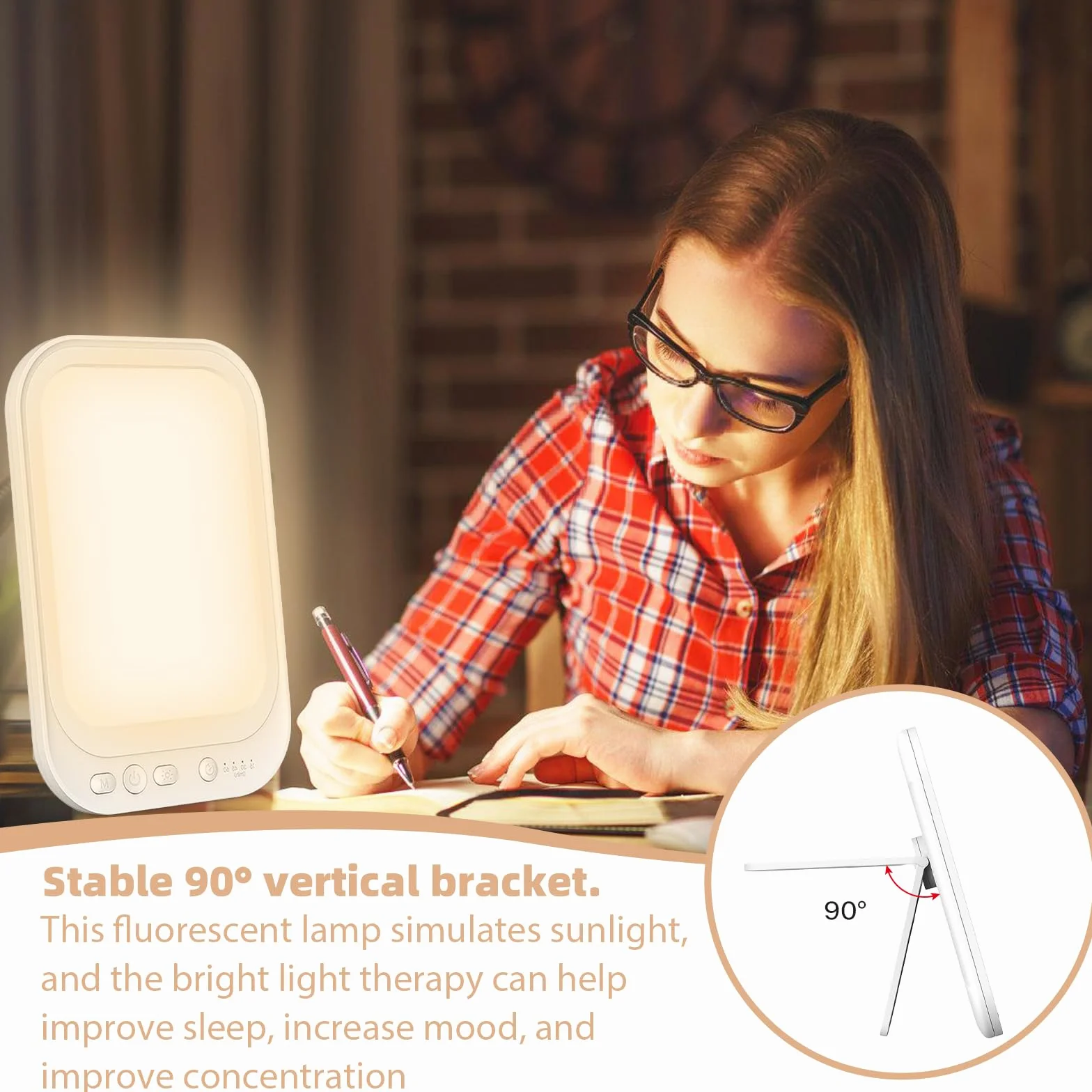 GOMETY Lampa do terapii światłem 10 000 luksów, 4 timery, 3 temperatury barwowe, lampa LED imitująca światło dzienne, składany stojak.