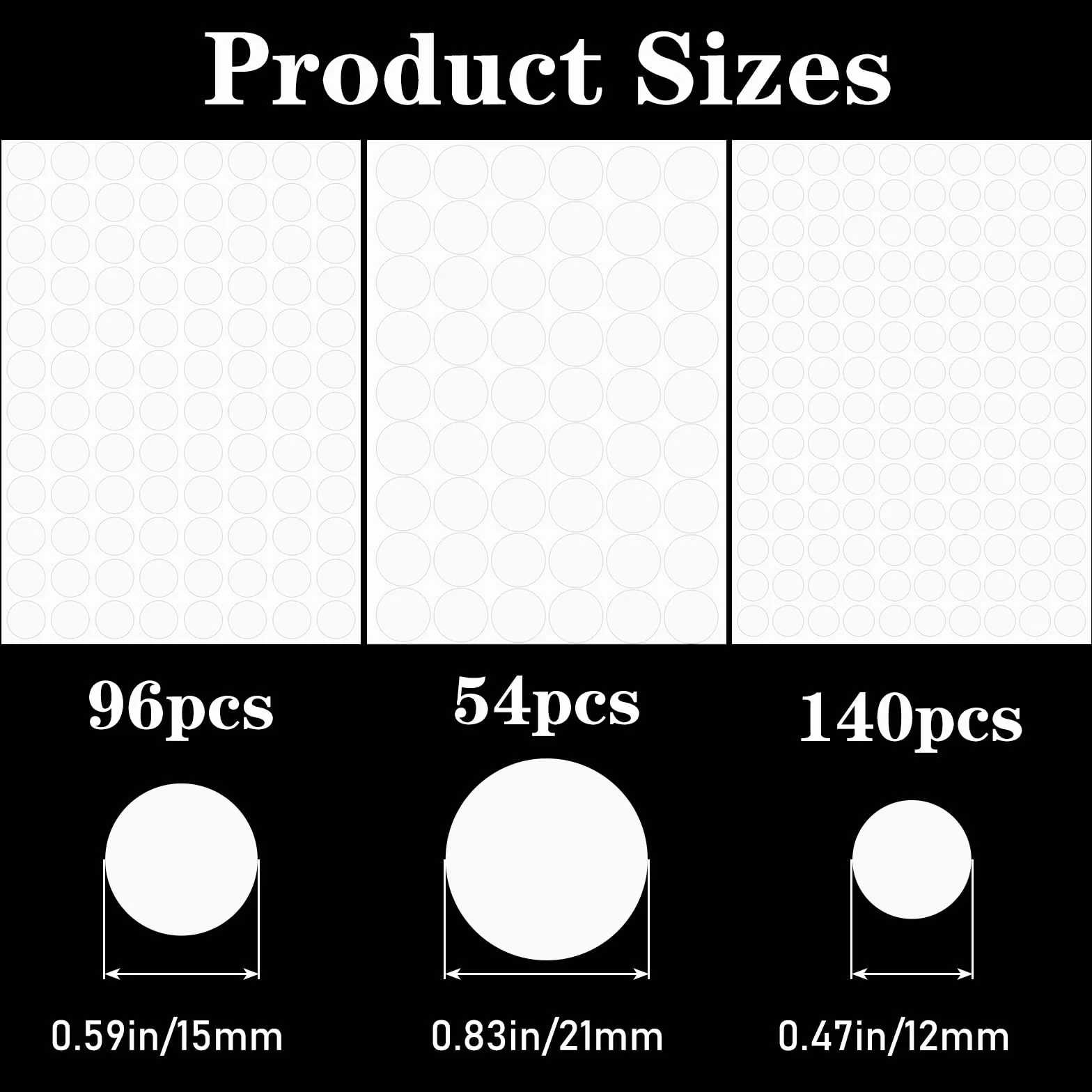 Nogeqi 290 sztuk Białe zaślepki do śrub, 12 mm/15 mm/21 mm samoprzylepne osłony na śruby, białe osłony na śruby do otworów, mebli, biurek, szafek i ścian