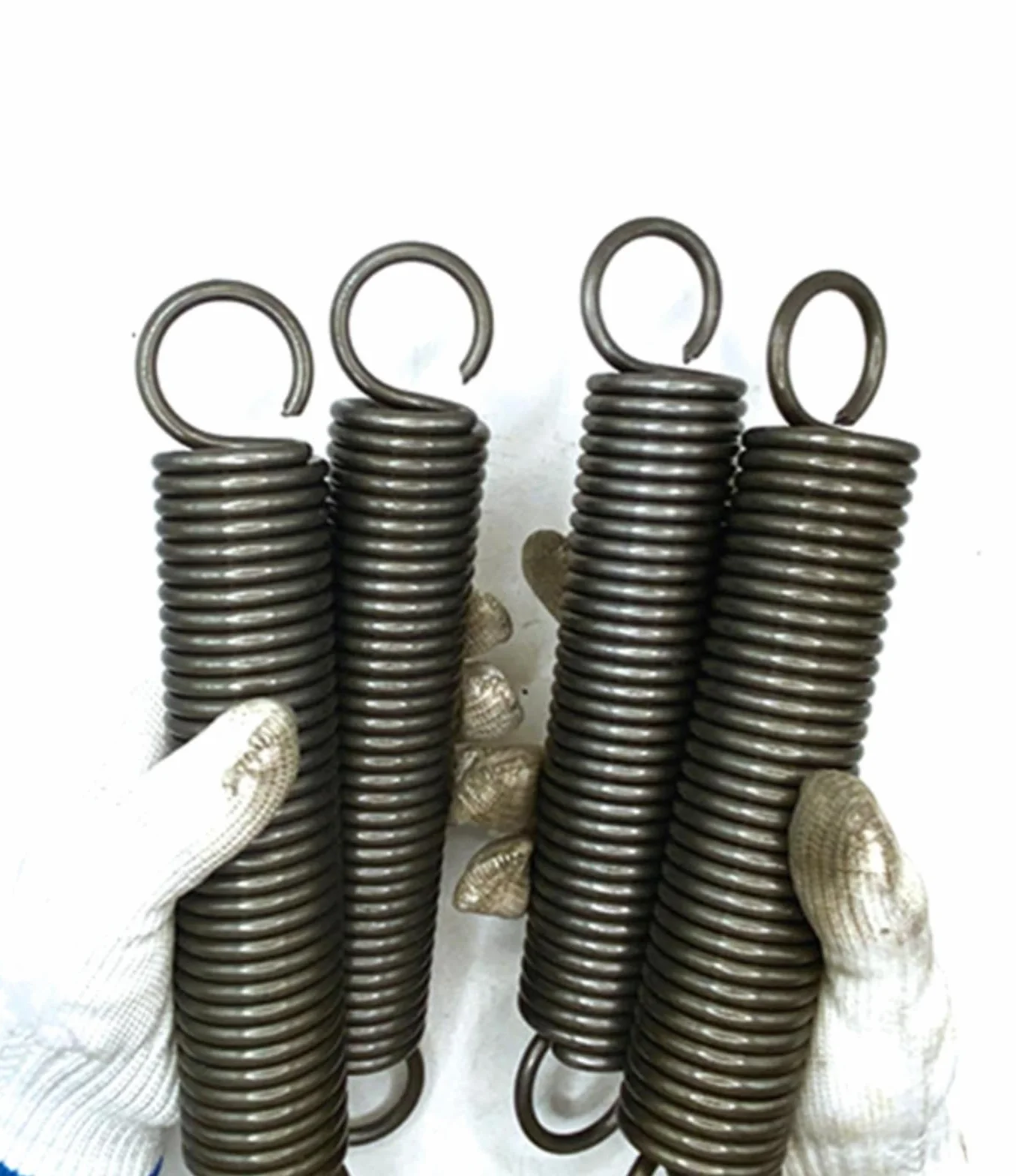 2 sztuki podwójnych haków sprężyn napinających, stal sprężynowa 1,4 x 8 x 400 mm, średnica drutu 1,4 mm, OD 8 mm, długość swobodna 400 mm