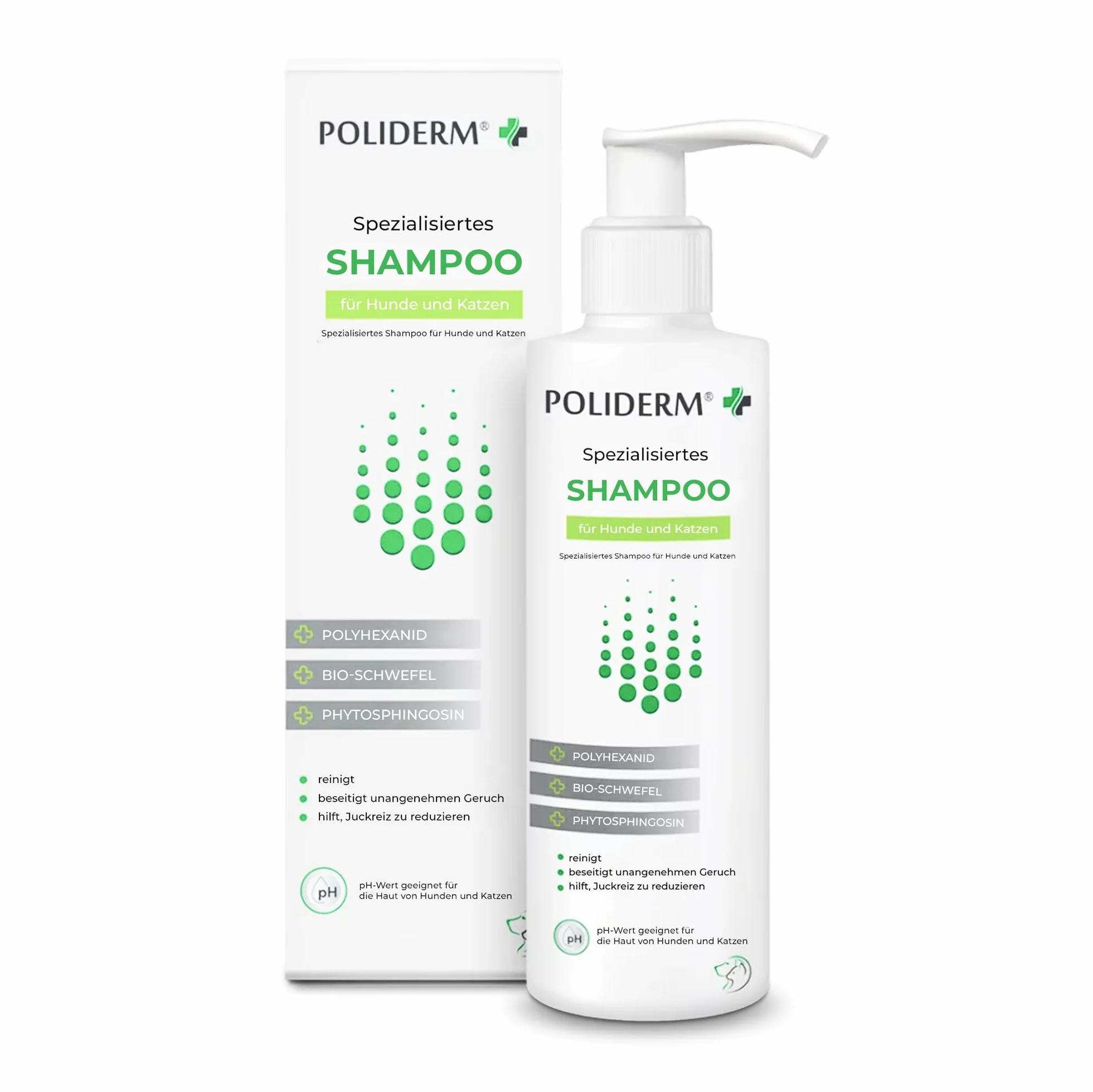 SZAMPON 250 ml, na świąd i łupież, z poliheksanidyną, biosiarką i fitosfingozyną, pielęgnacja wrażliwej skóry skłonnej do łupieżu, dermatoz i stanów zapalnych, zdrowa skóra i lśniącą sierść