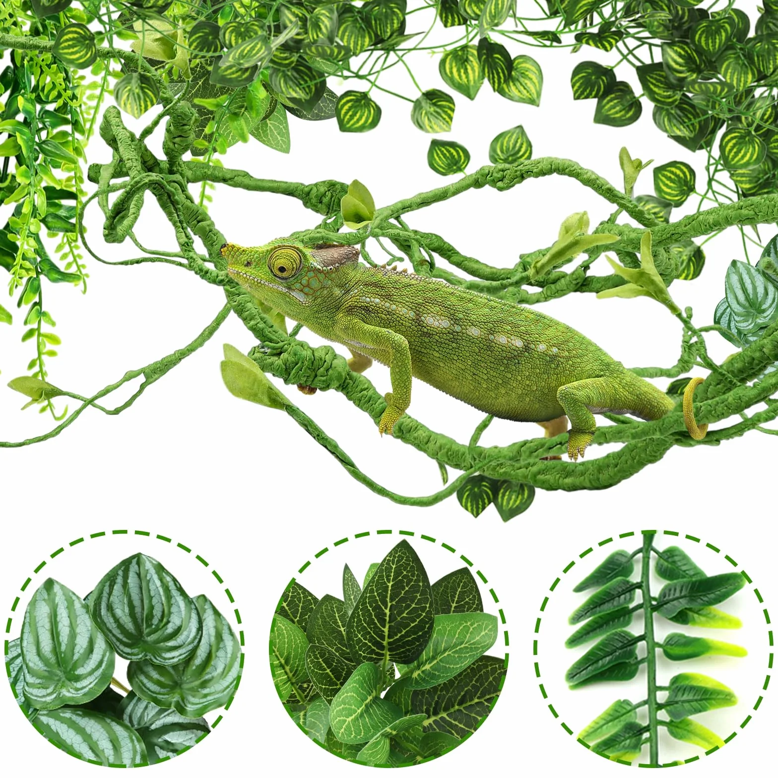 QUOZUO Brodaty smok Zbiornik Akcesoria do Zbiornika Dla Siedlisk, Wiszące Rośliny Terrarium Sztuczne Liście Gekon Lampart Akcesoria Zbiornik