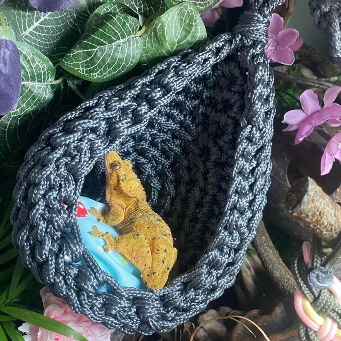 Brodaty smok hamak dla gadów, akcesoria, leżak jaszczurka, wiszący hamak terrarium dla gadów, kameleonów, gekonów, węży, igwany, szary