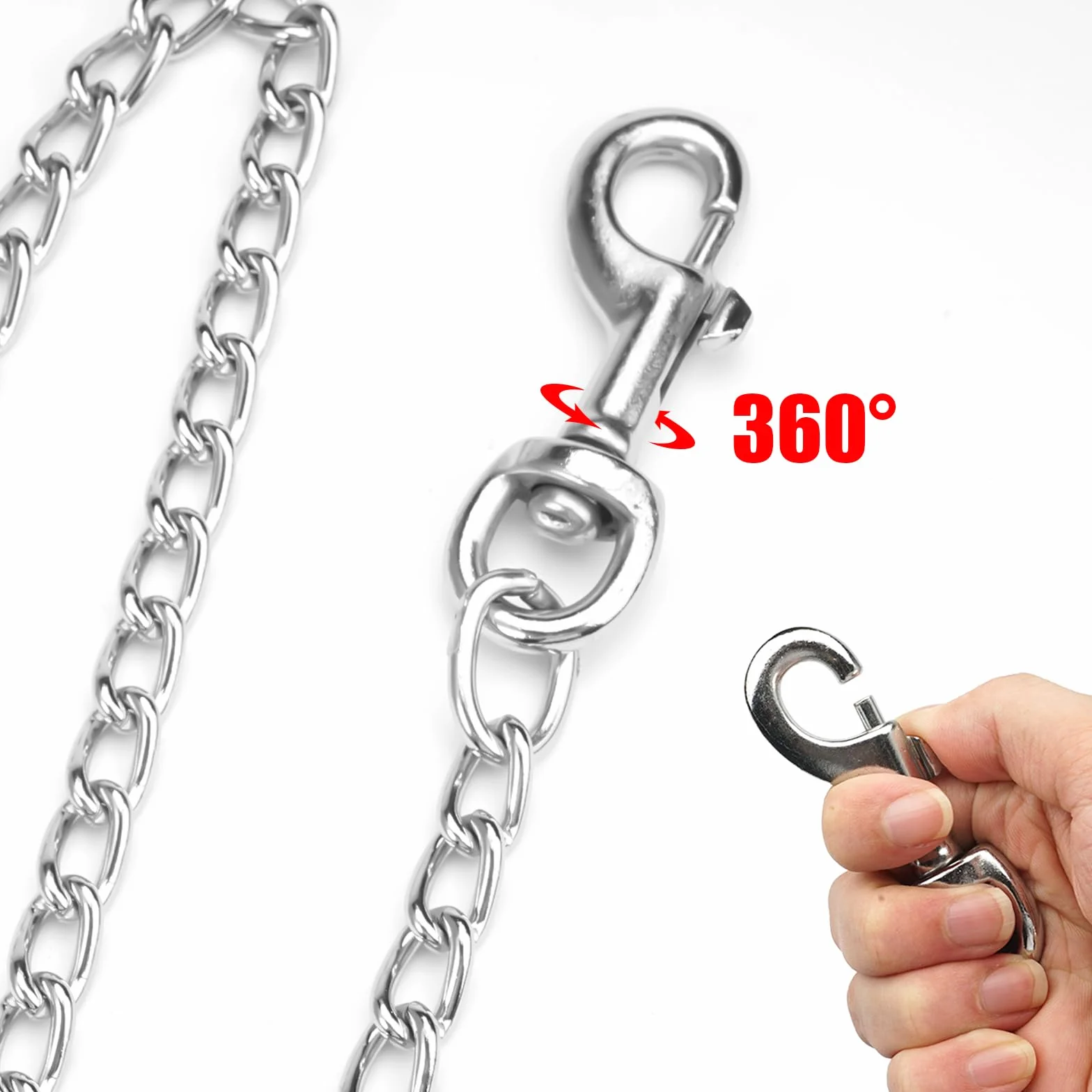 Wytrzymała smycz dla psa z metalu, długość 180 cm, odporna na ugryzienia, z miękko wyściełanym uchwytem, odporna na korozję i rdzę, metalowa smycz treningowa, łańcuch dla dużych i średnich psów