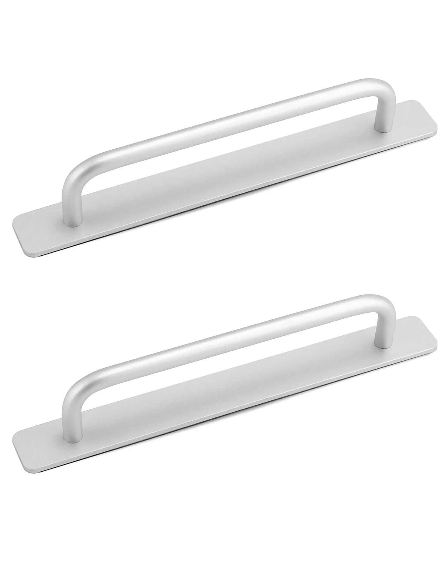 QWORK® 2 Pack Samoprzylepne klamki do drzwi Uchwyty meblowe, aluminiowe uchwyty do szafy Łazienka Szafki kuchenne Sypialnia 210 x 25 mm Srebrny
