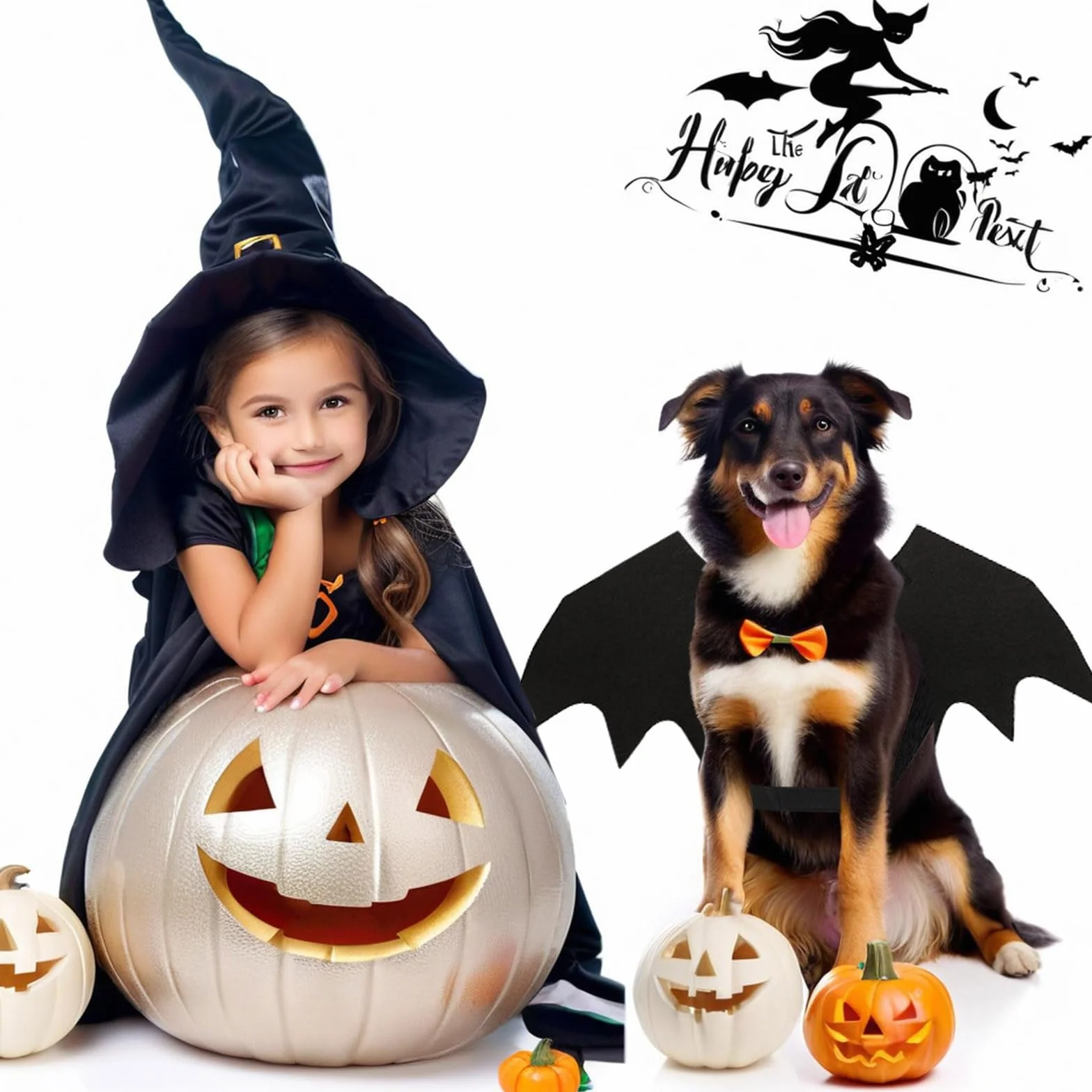 Kostium na Halloween, dla psa, nietoperza, skrzydła psa, na Halloween, w zestawie skrzydła nietoperza, pies i dzwonki dyniowe, dla zwierząt domowych, na imprezę halloweenową, Cosplay (L)