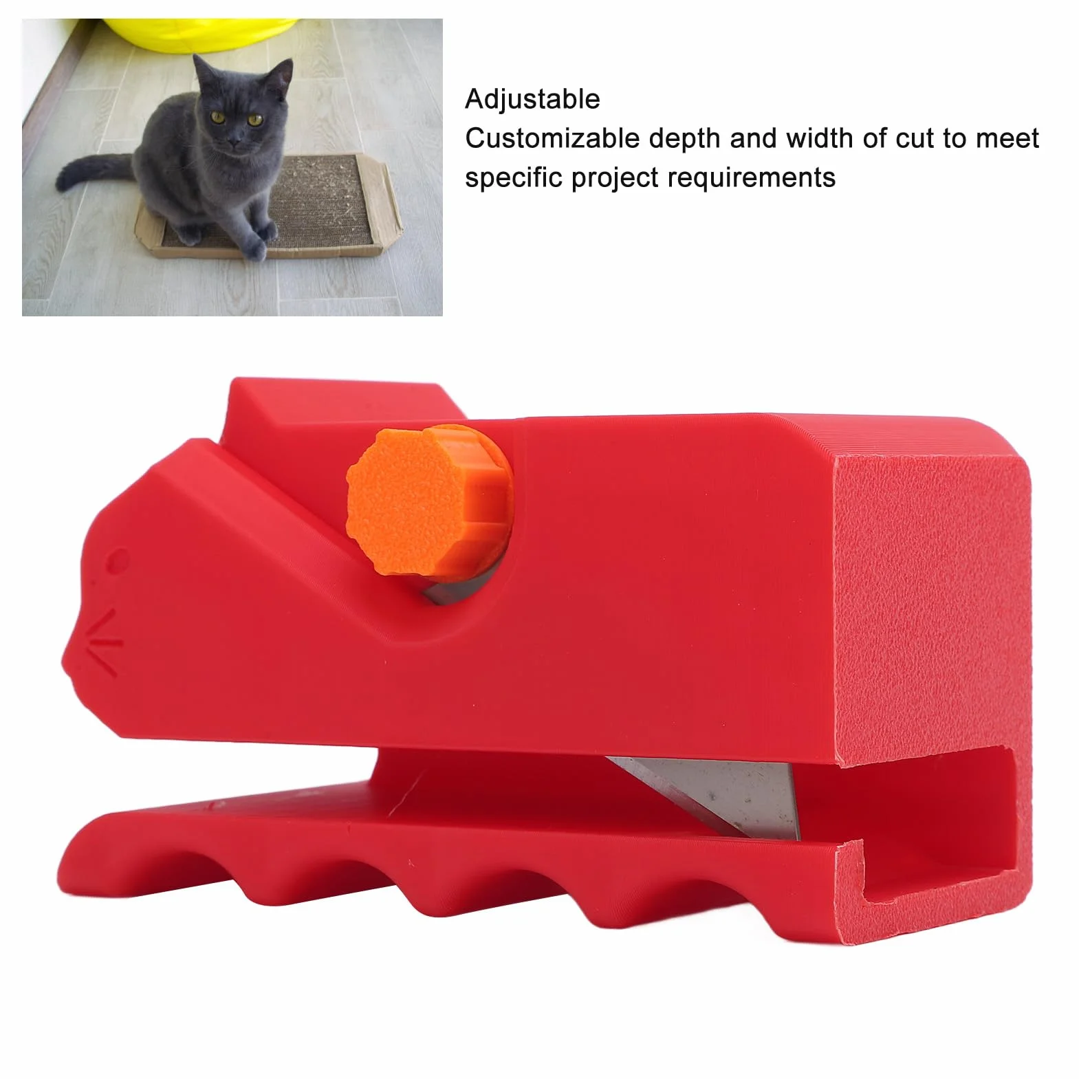 CHICIRIS Cat Scratch Cardboard Cutter, Regulowane i Kompaktowe Narzędzie do Majsterkowania, Noża do Drapania, do Konfigurowalnych ustawień Cięcia (czerwony)