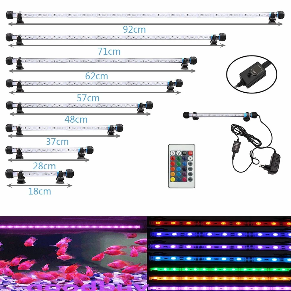 SolarNovo 18 – 112 cm LED oświetlenie do akwarium, oświetlenie podwodne, osłona, wodoszczelna, wtyczka UE do zbiorników na ryby, pilot zdalnego sterowania, zmiana kolorów RGB (1,8 x 62 cm, RGB)
