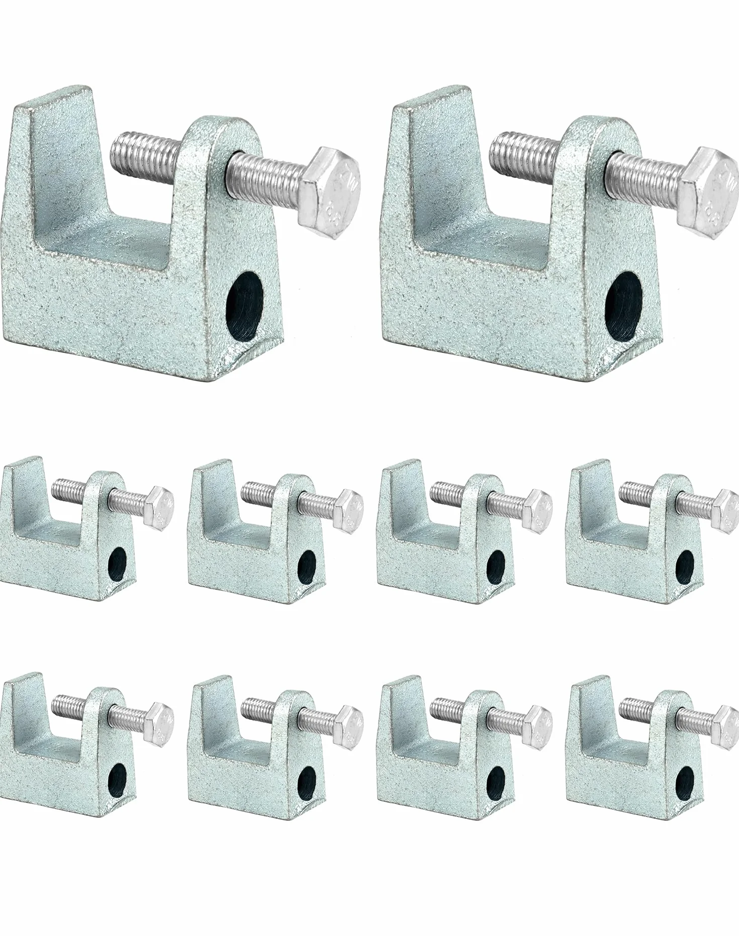 QWORK® 12 sztuk zacisk belki, zacisk na rąbek stojący, stal ocynkowana, M8 (8mm), do budowy mostów, budownictwa