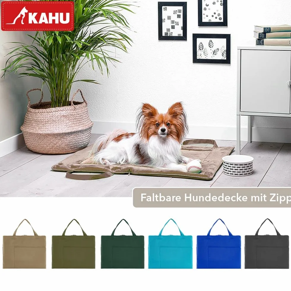KAHU® Składana Mata dla Psa w Podróży Jako Torba (60 x 80 cm) • Przenośny Koc • Legowisko do Zabrania Ze Sobą • Nadaje Się Jako Torba do Noszenia