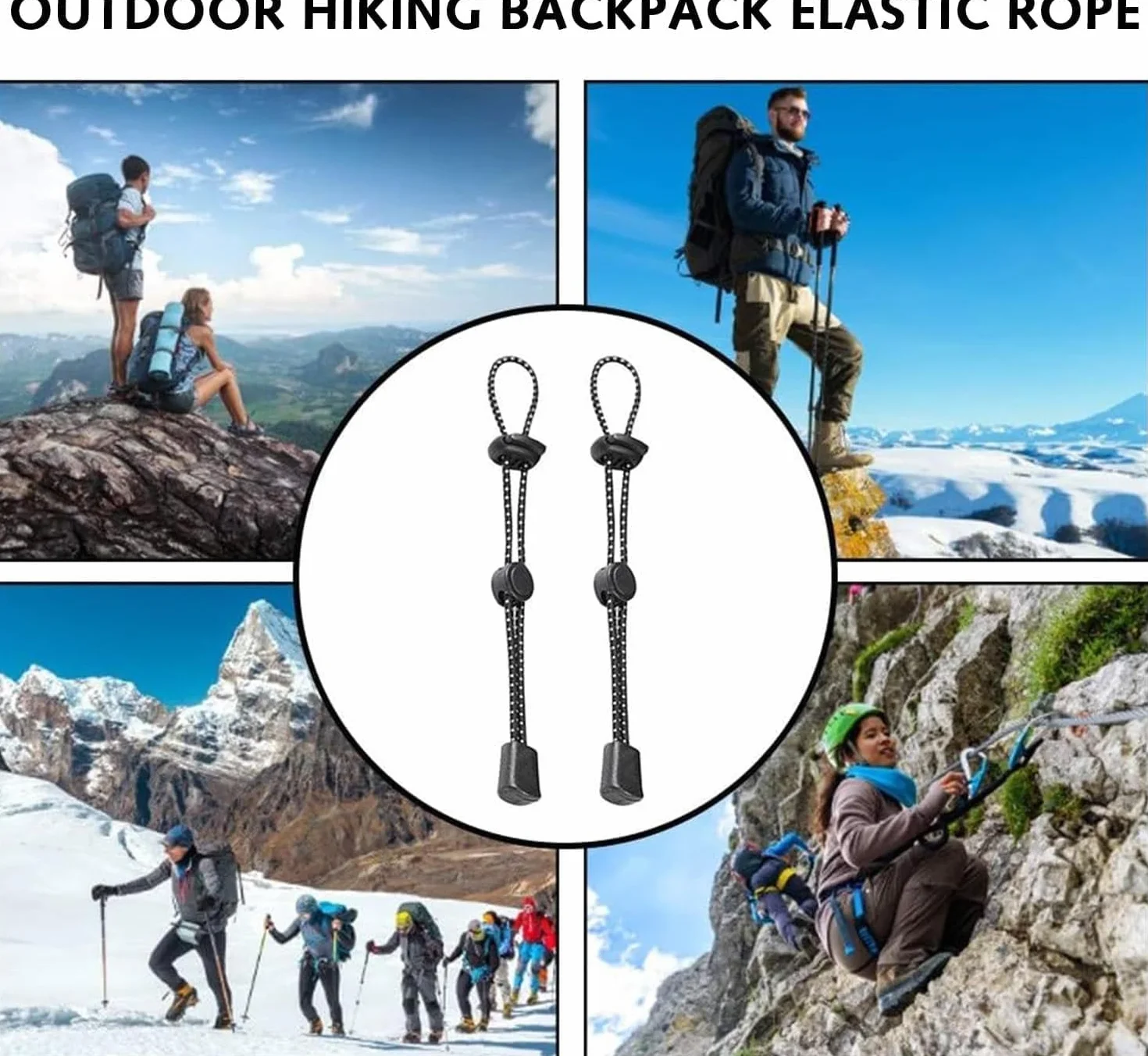 6 sztuk plecaków, elastyczna linka mocująca, klamra do plecaka, uchwyt kijów turystycznych, Bungee Cord, uchwyt na kij trekkingowy, wędrówki, kemping