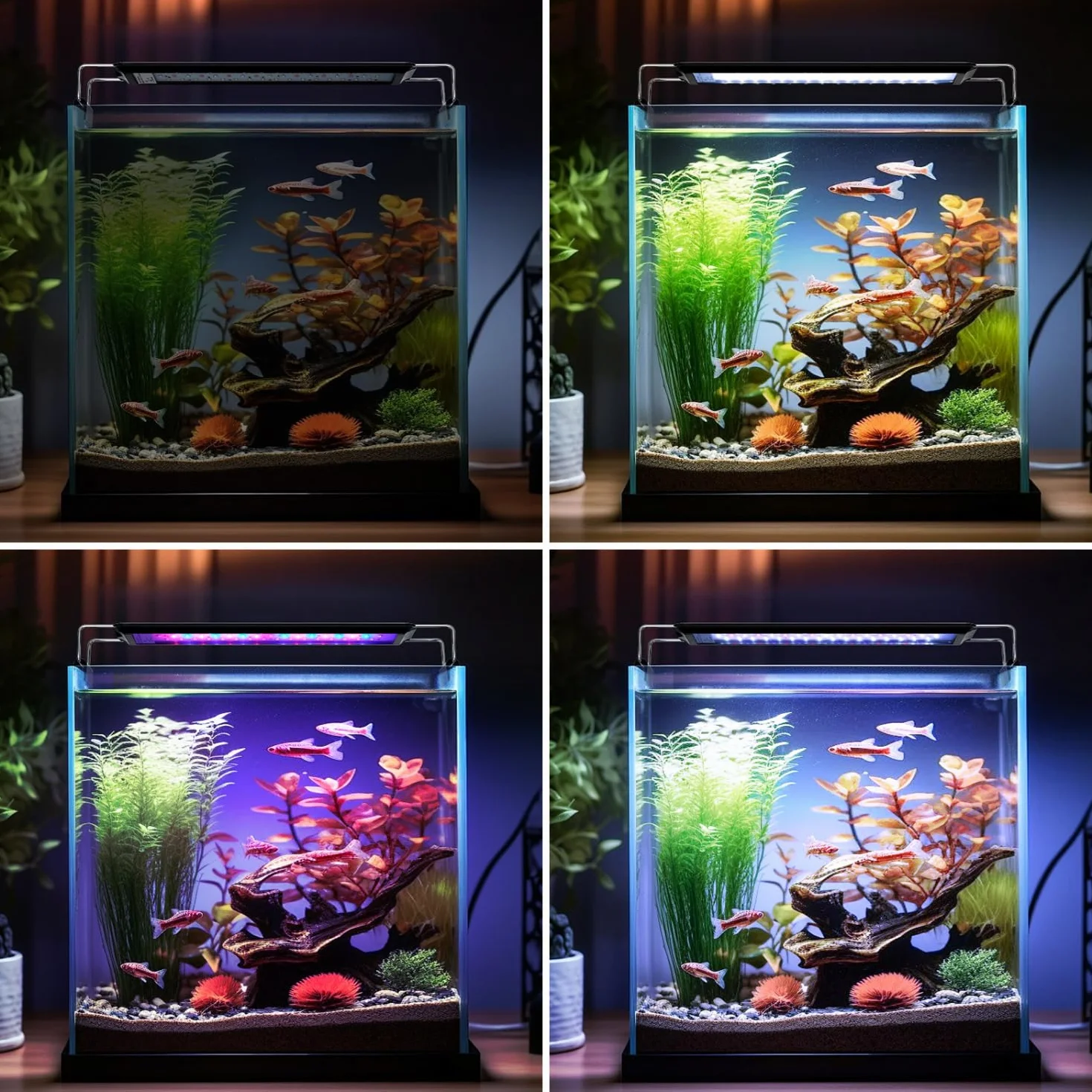 Nobleza Lampa do akwarium 8W 3 kolory regulowany timer 10 poziomów jasności 30-50 cm