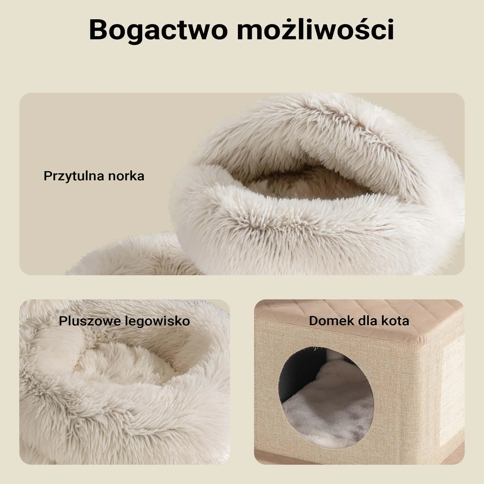 Fudajo Drapak dla kota 95cm w stylu gałęzi z pluszem jaskinią i sizalem drzewko z gruszy