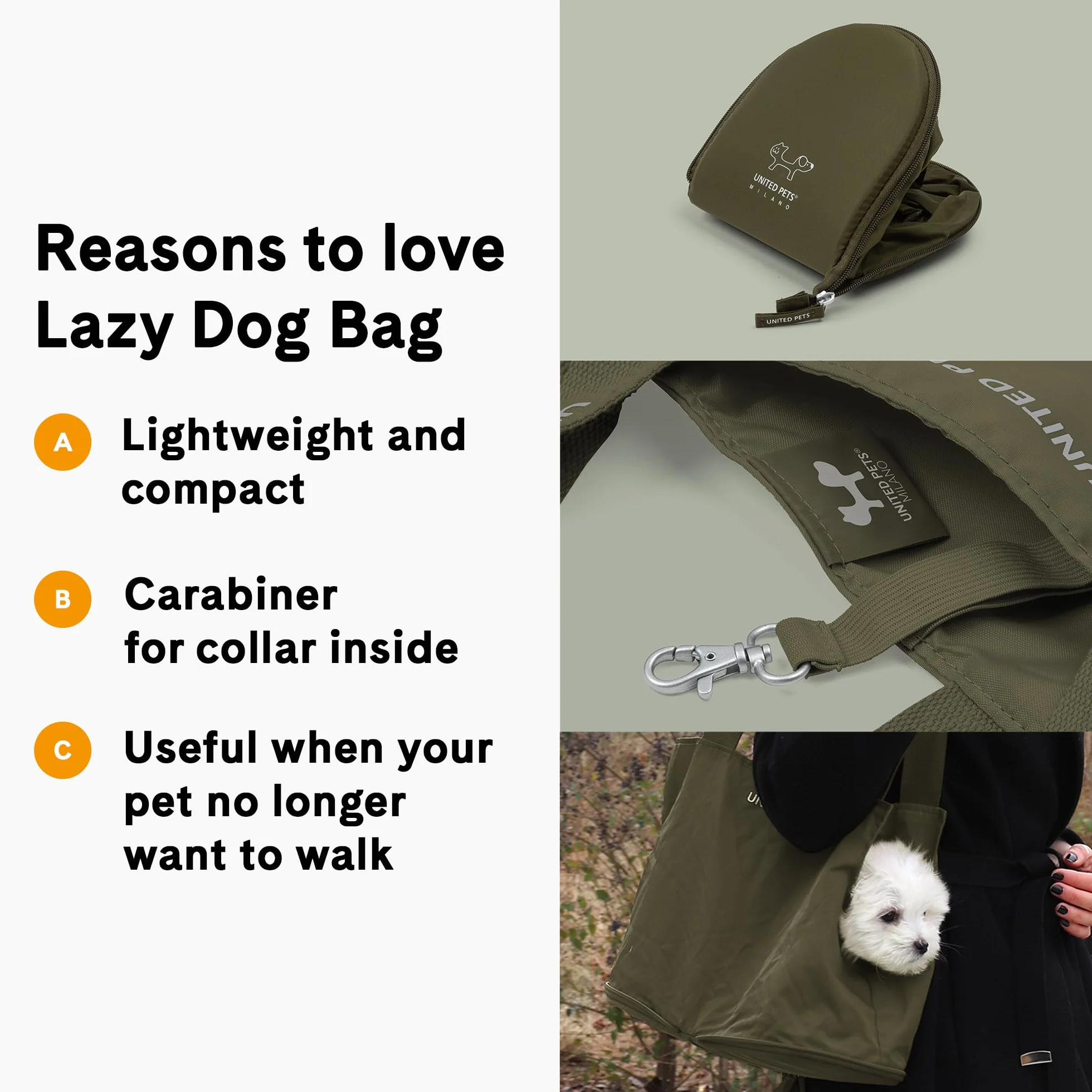 United Pets Lazy Dog Design składana torba do noszenia dla psów zielona