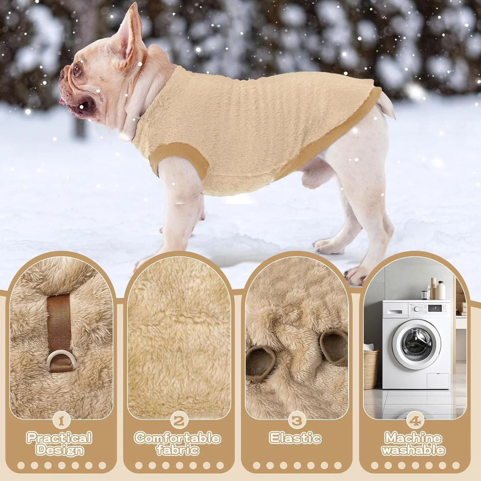 Mały rozmiar sweter polarowy dla psa, sweter z polaru Sherpa dla zwierząt domowych, ubrania dla psów i kotów, zimowy płaszcz z pierścieniem D, miękki gruby ciepły sweter dla psa kota