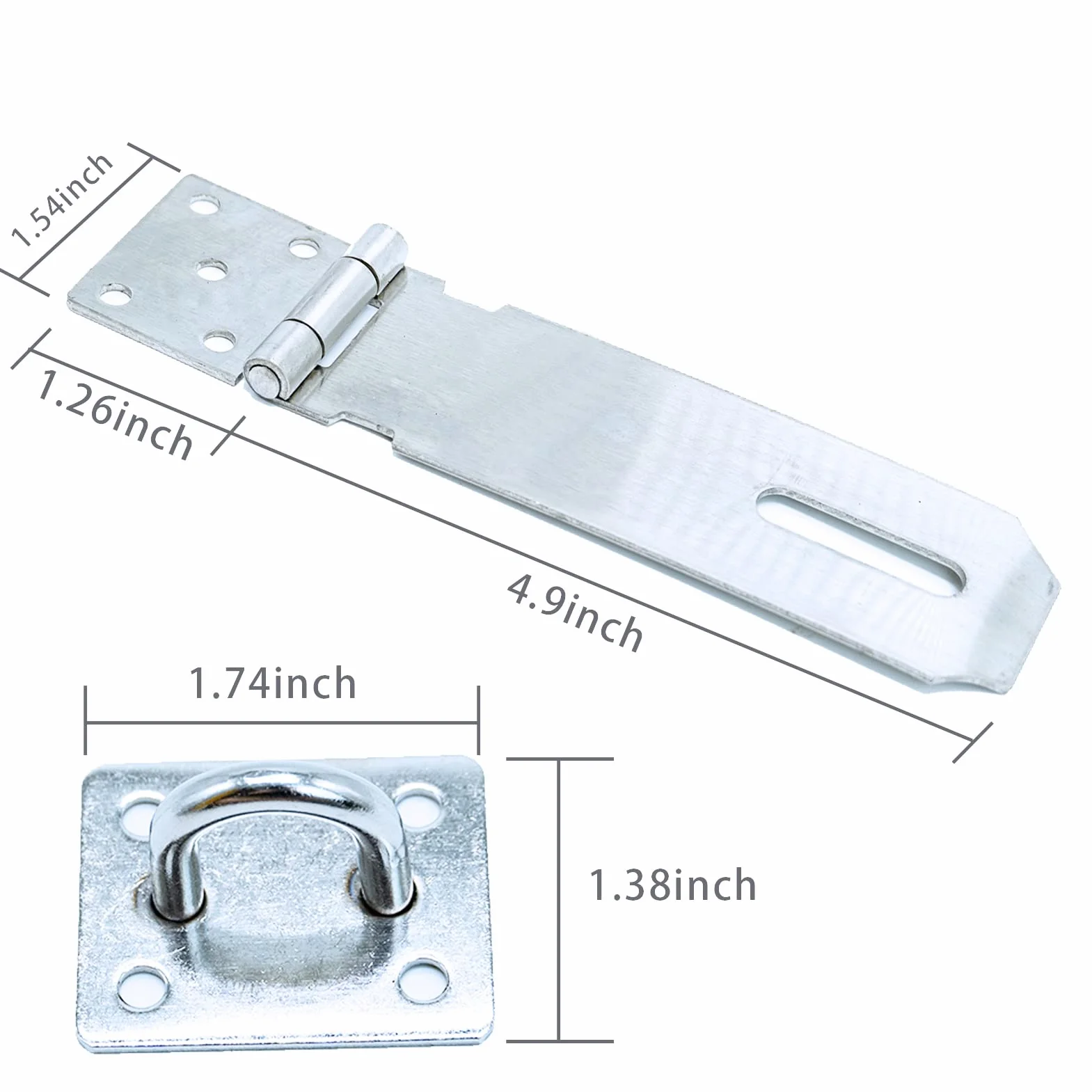 Klamra do kłódki drzwi, 12 cm klamka ze stali nierdzewnej i zszywki zamek zamek chopka szopa drzwi zatrzask do ciężkich zasuwów zamek do bramy zasuwka bezpieczeństwa i zszywka do drzwi okna szafki dla zwierząt klatki dla zwierząt, srebrny