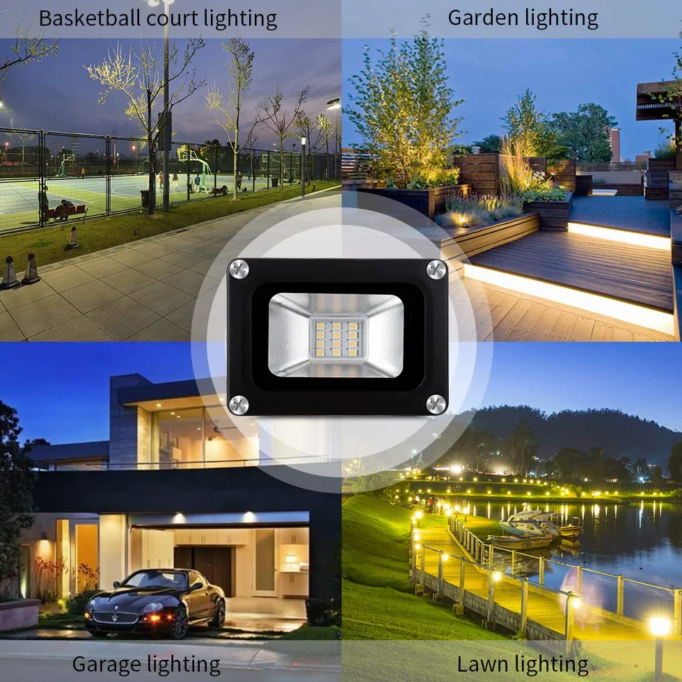 Reflektor LED 10 W 12 V wodoodporny IP65 zewnętrzna lampa bezpieczeństwa 1000 lm 3000 K ciepłe światło zewnętrzne reflektor kinkiet do ogrodu podwórka garażu na dachu plac zabaw