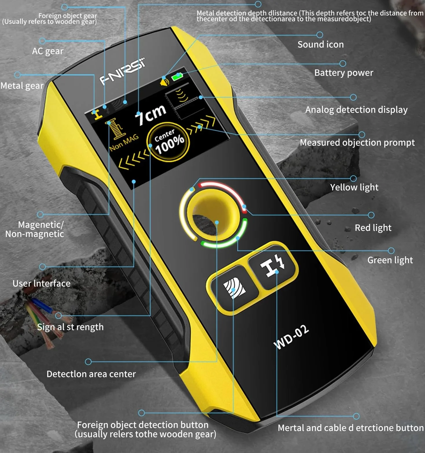 WD-02 wykrywacz profili przewodów detektor wallscanner